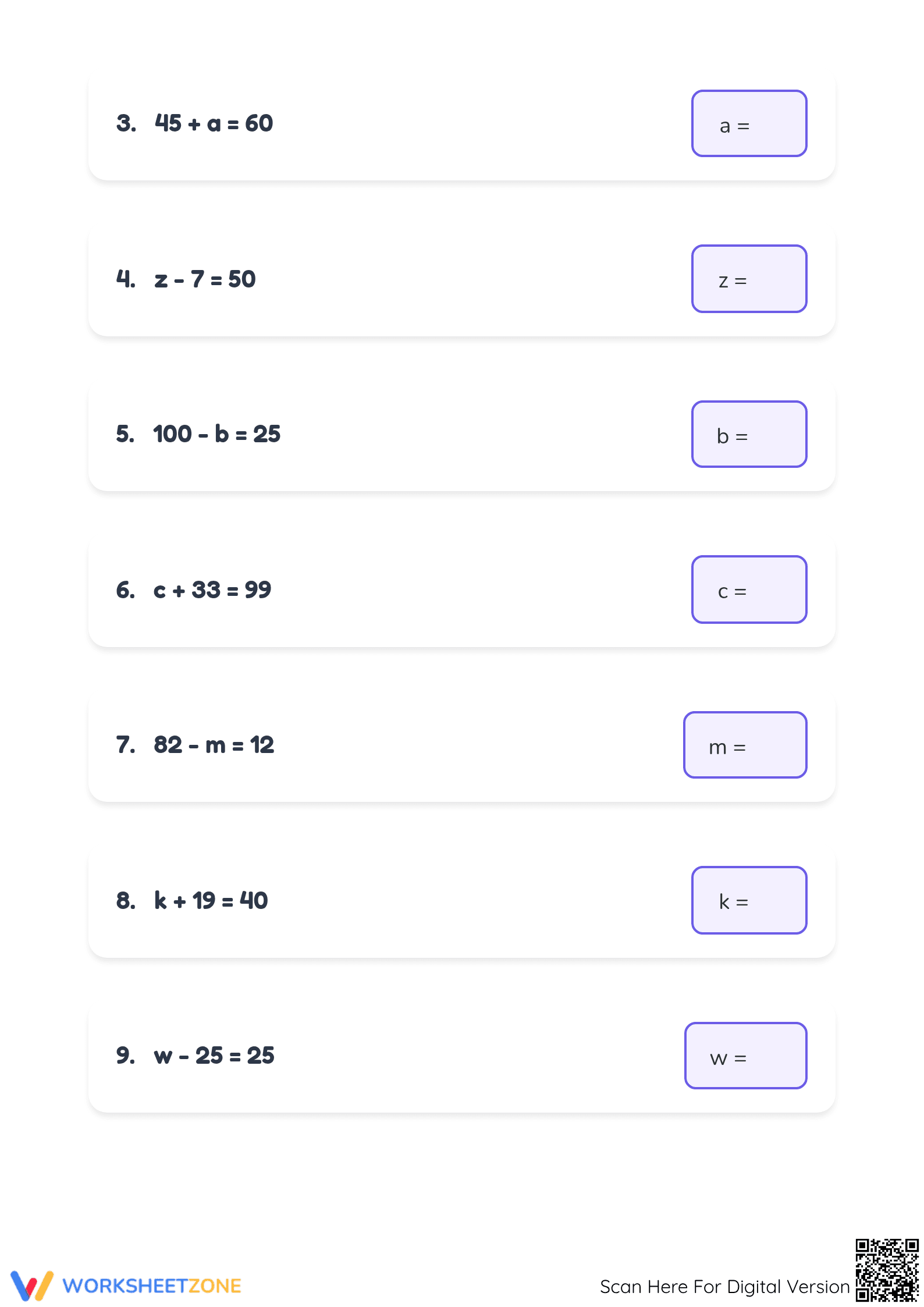 Printable Algebraic Equations Worksheet | Grade 4 Math - Page 2