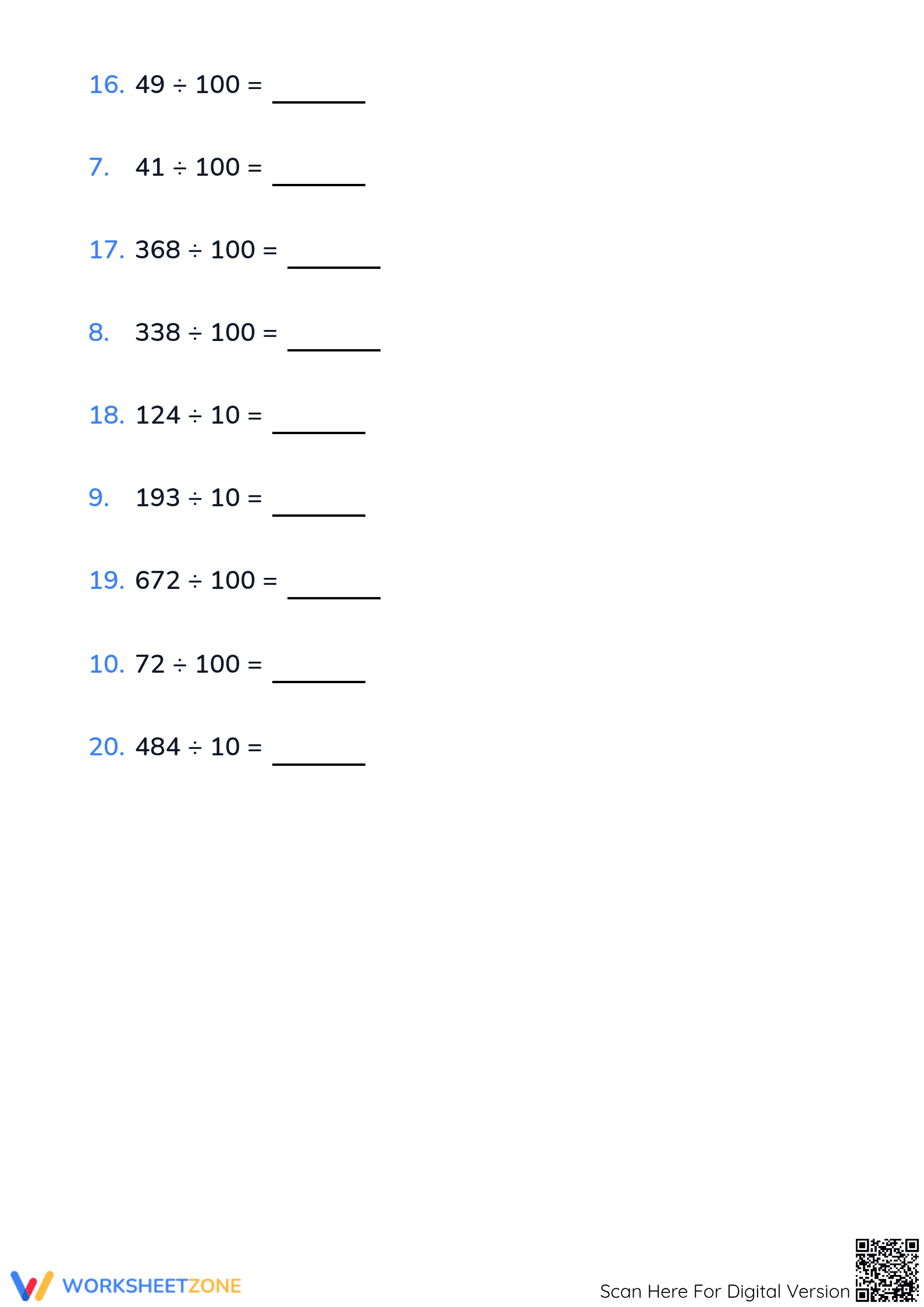 Essential Grade 4 Division: Dividing by 10 and 100 - Page 2