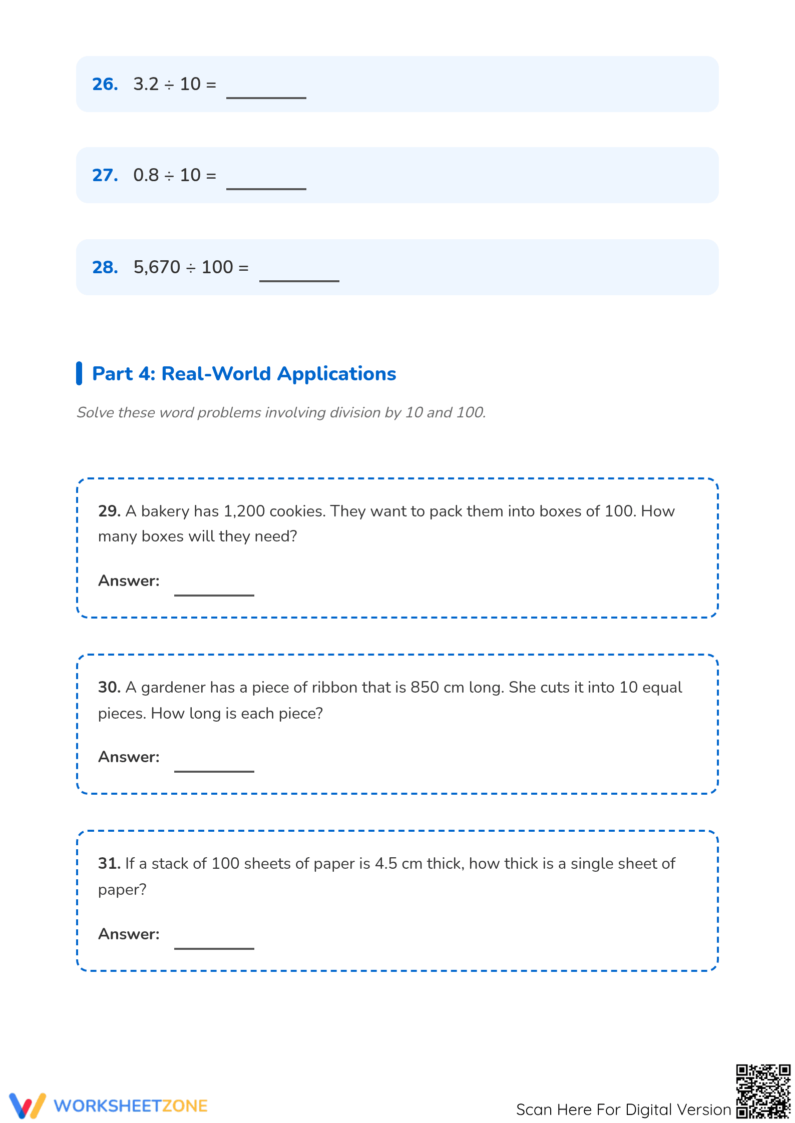 Essential Dividing by 10 and 100 Practice | Grade 4-5 - Page 4