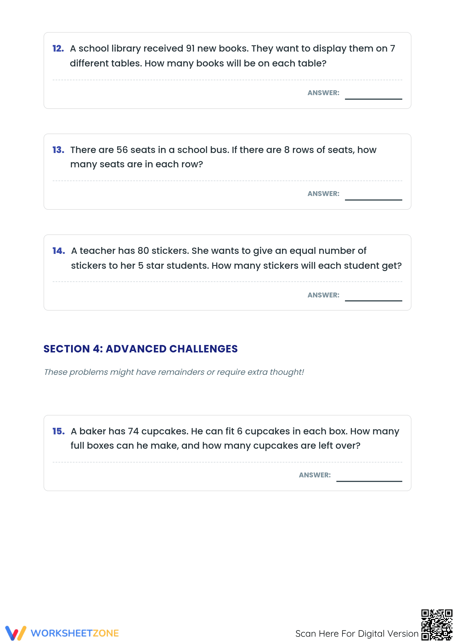 Essential 2-Digit by 1-Digit Division Word Problems Grade 5 - Page 4