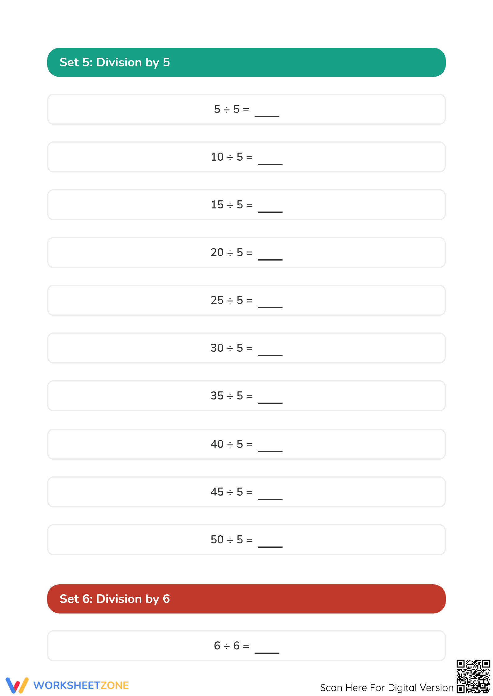 Printable Division Facts Worksheet | Grade 3 Math Mastery - Page 5