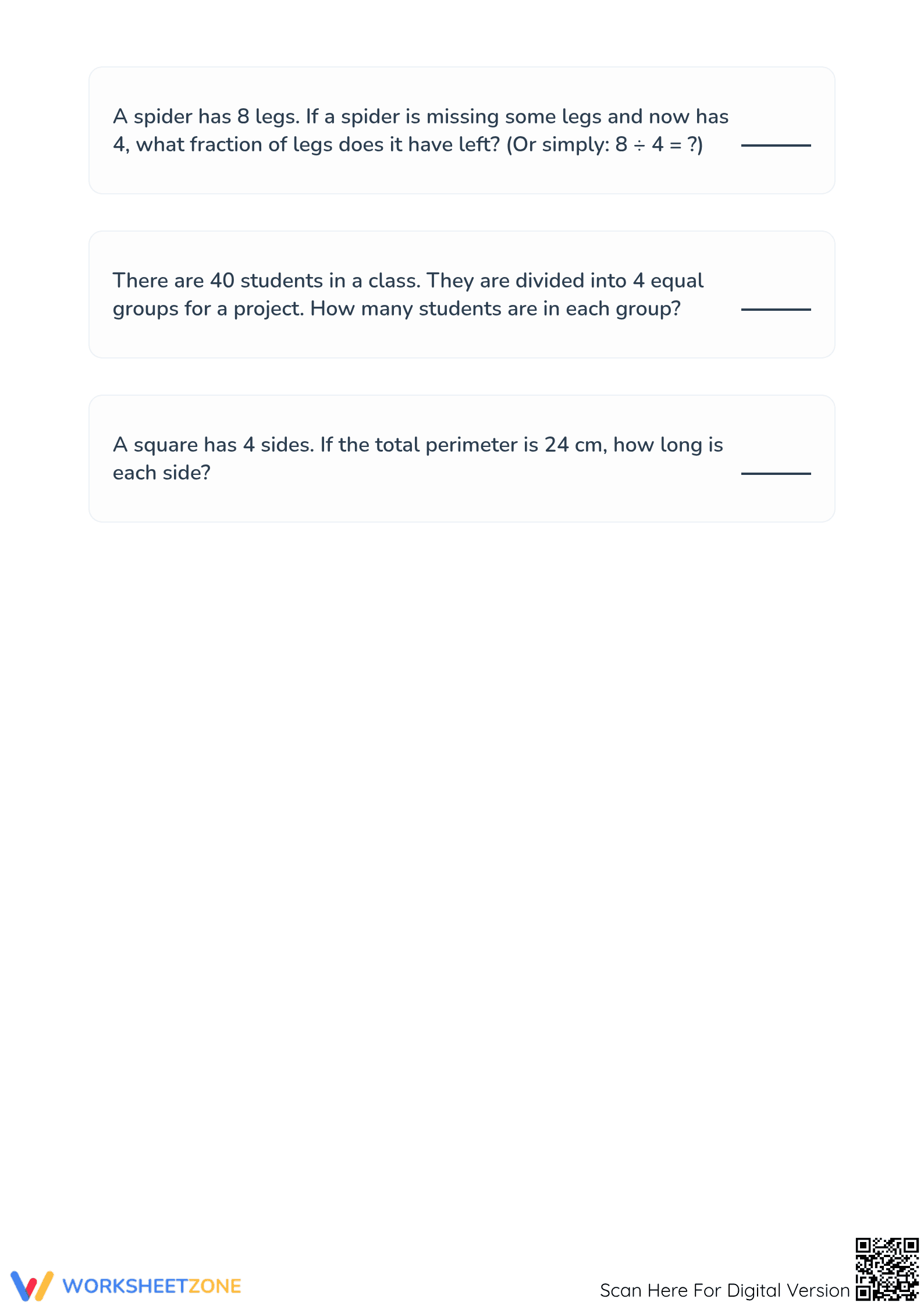 Grade 3 Dividing by 4 — Complete Printable Division Facts - Page 5