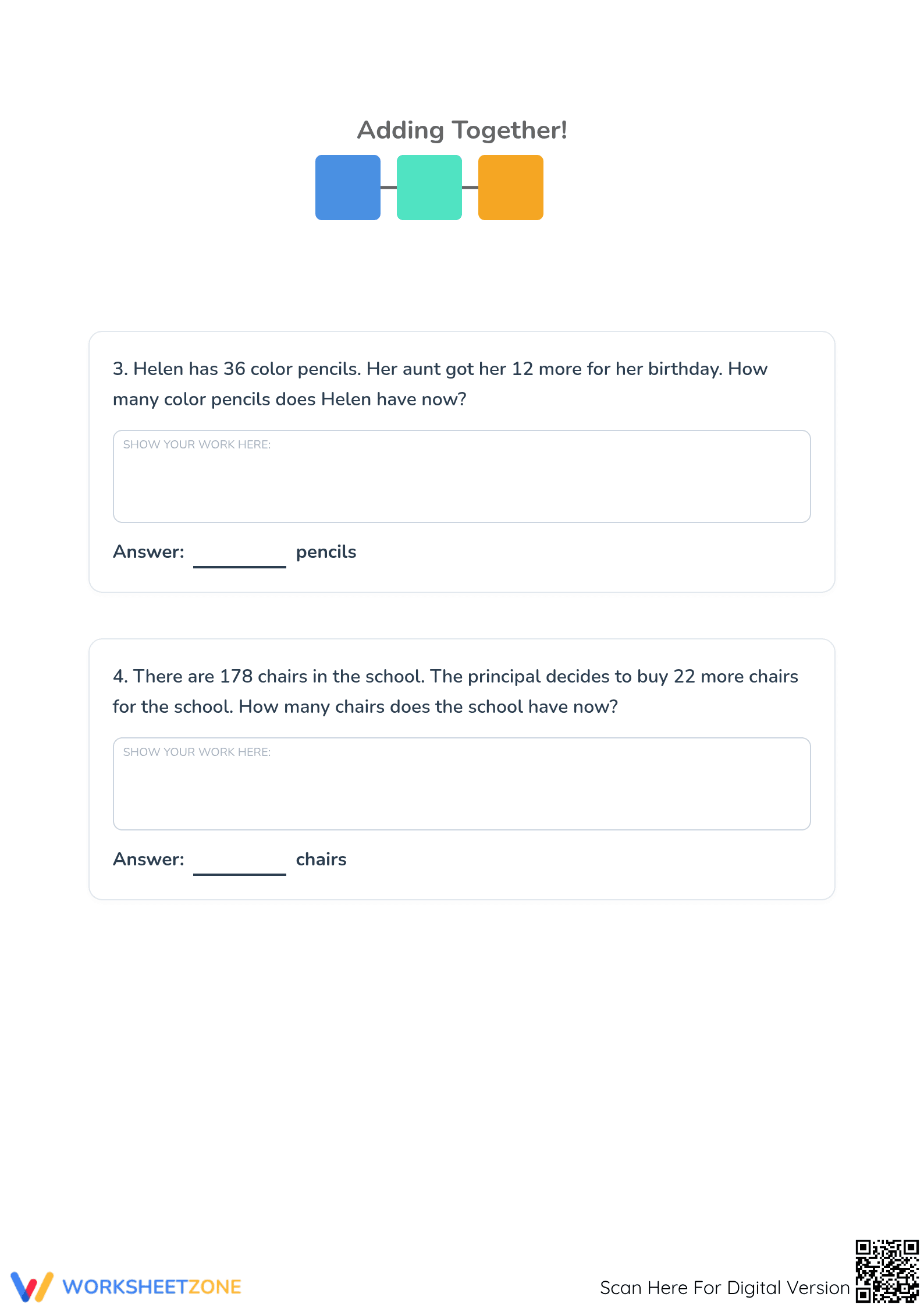 Printable Grade 3 Advanced Addition Word Problems Guide - Page 2