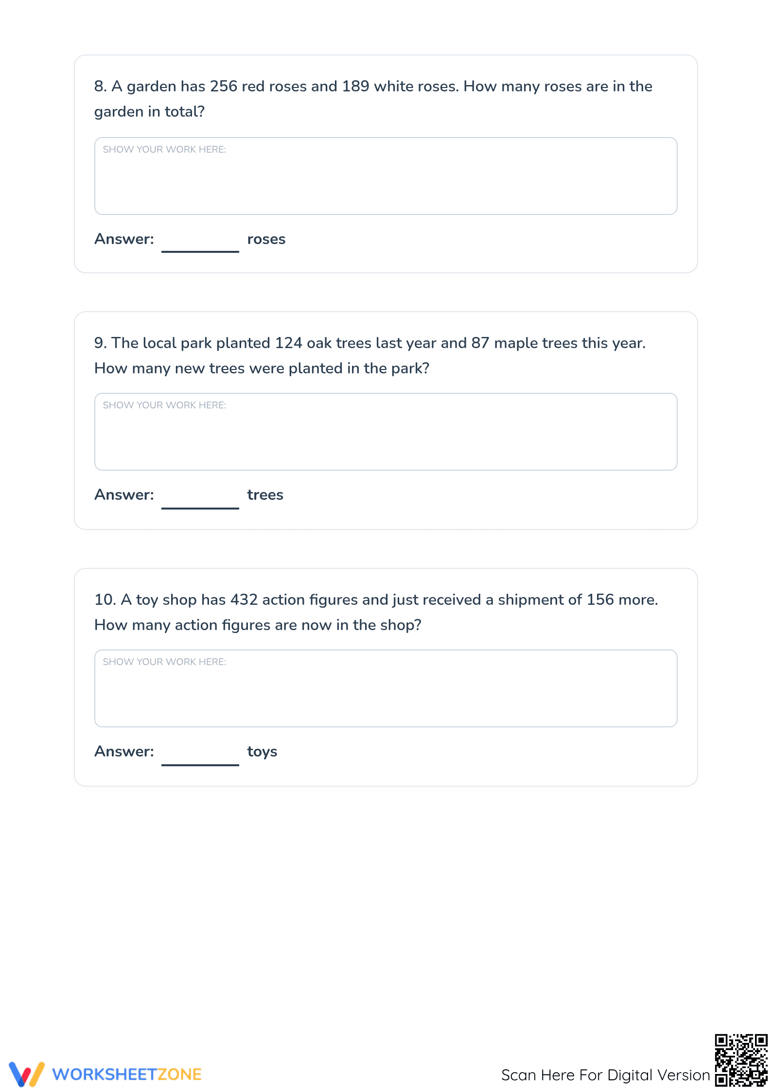 Printable Grade 3 Advanced Addition Word Problems Guide - Page 4