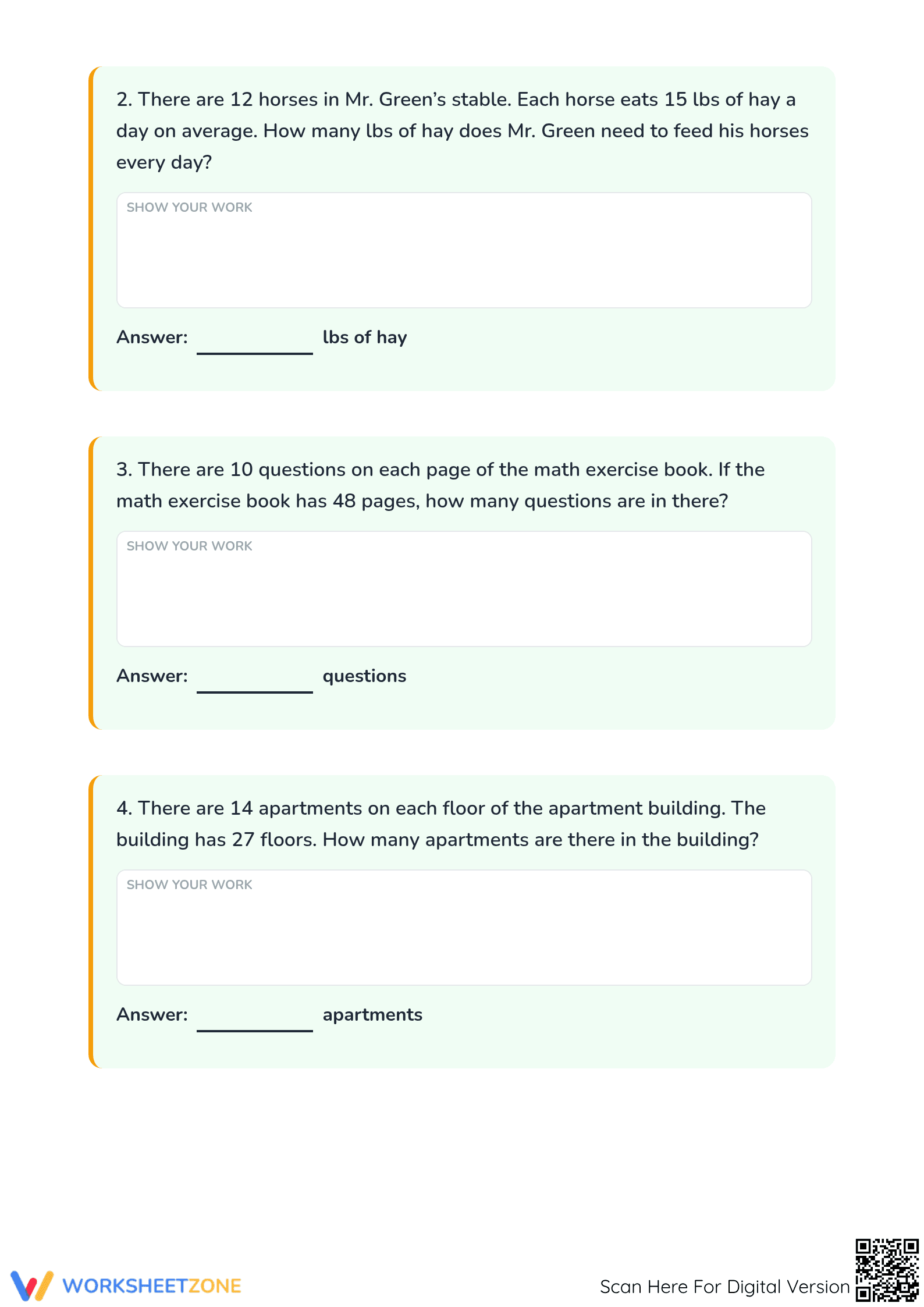 Printable Advanced Multi-Digit Multiplication: Grade 3 Math - Page 2