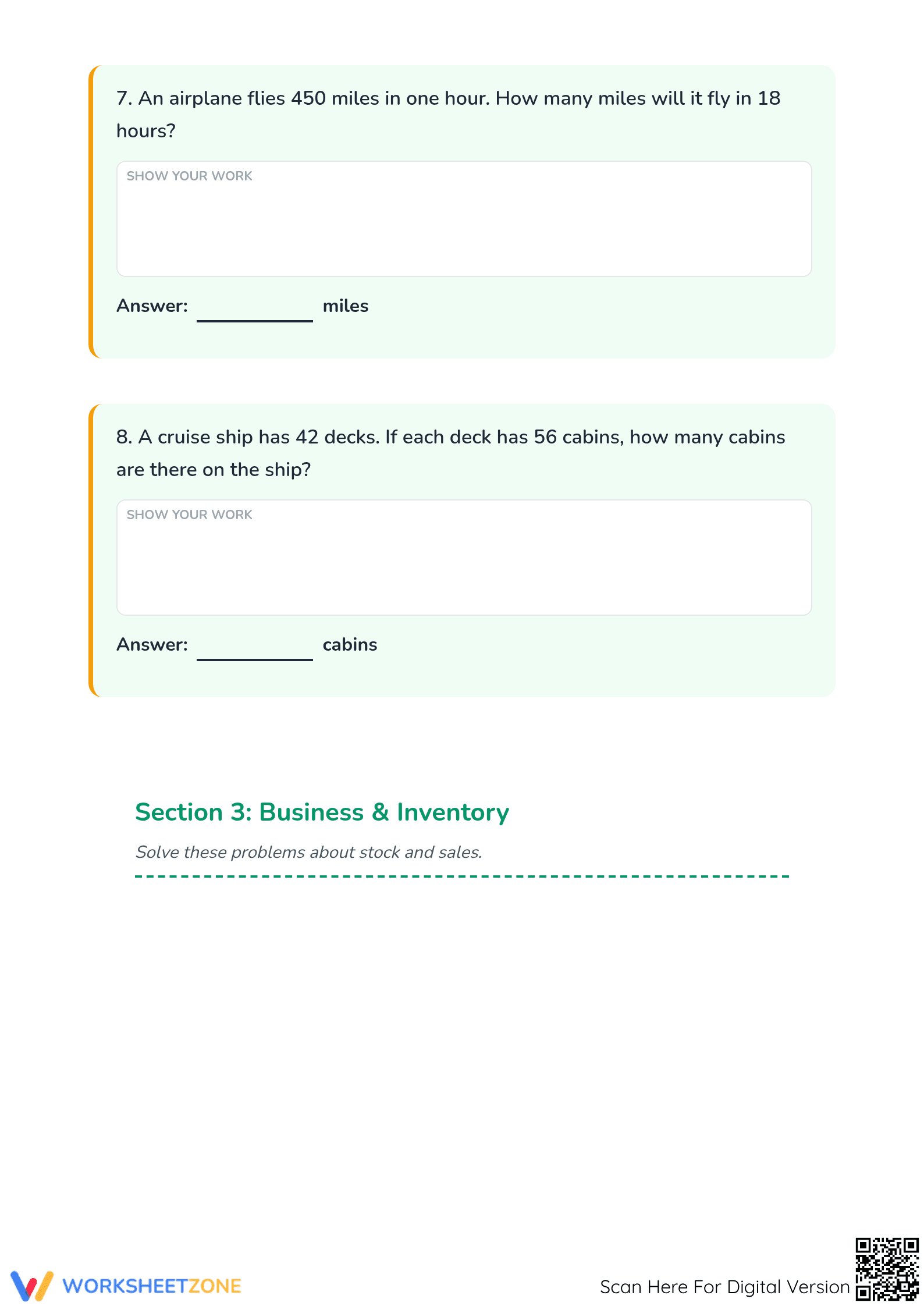 Printable Advanced Multi-Digit Multiplication: Grade 3 Math - Page 4