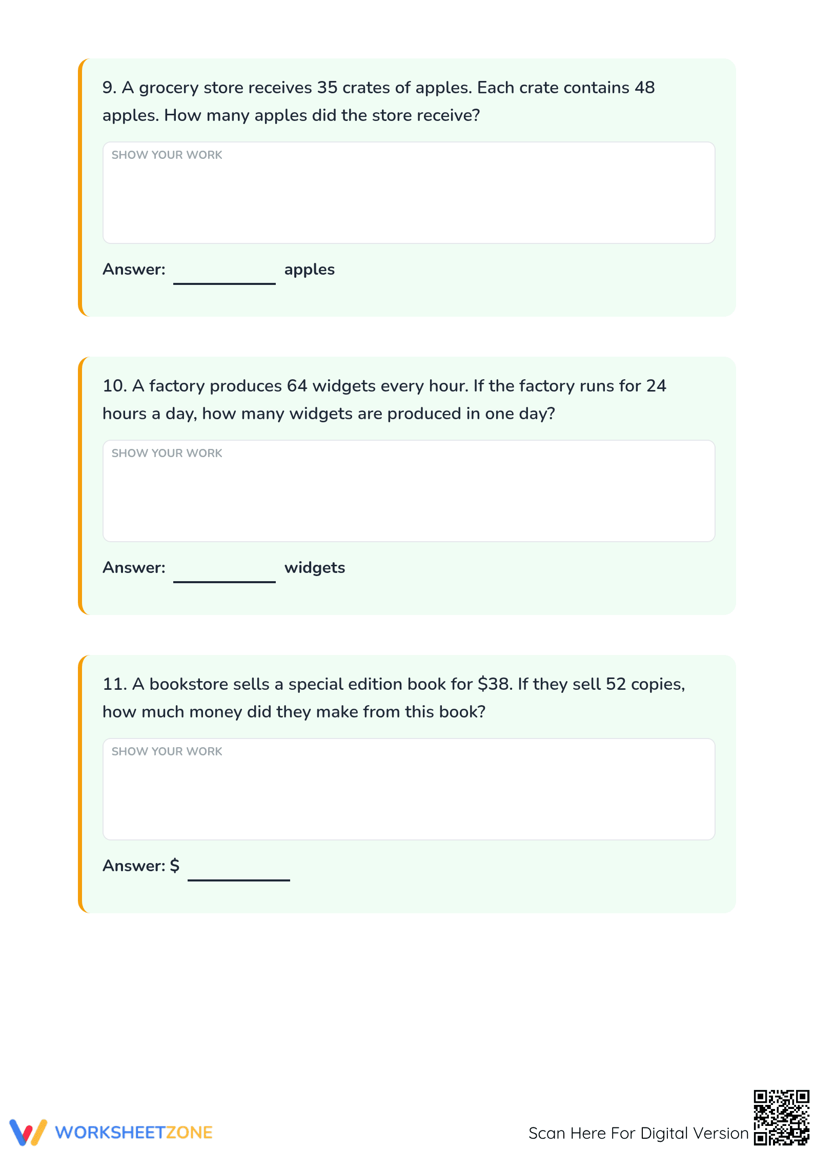 Printable Advanced Multi-Digit Multiplication: Grade 3 Math - Page 5