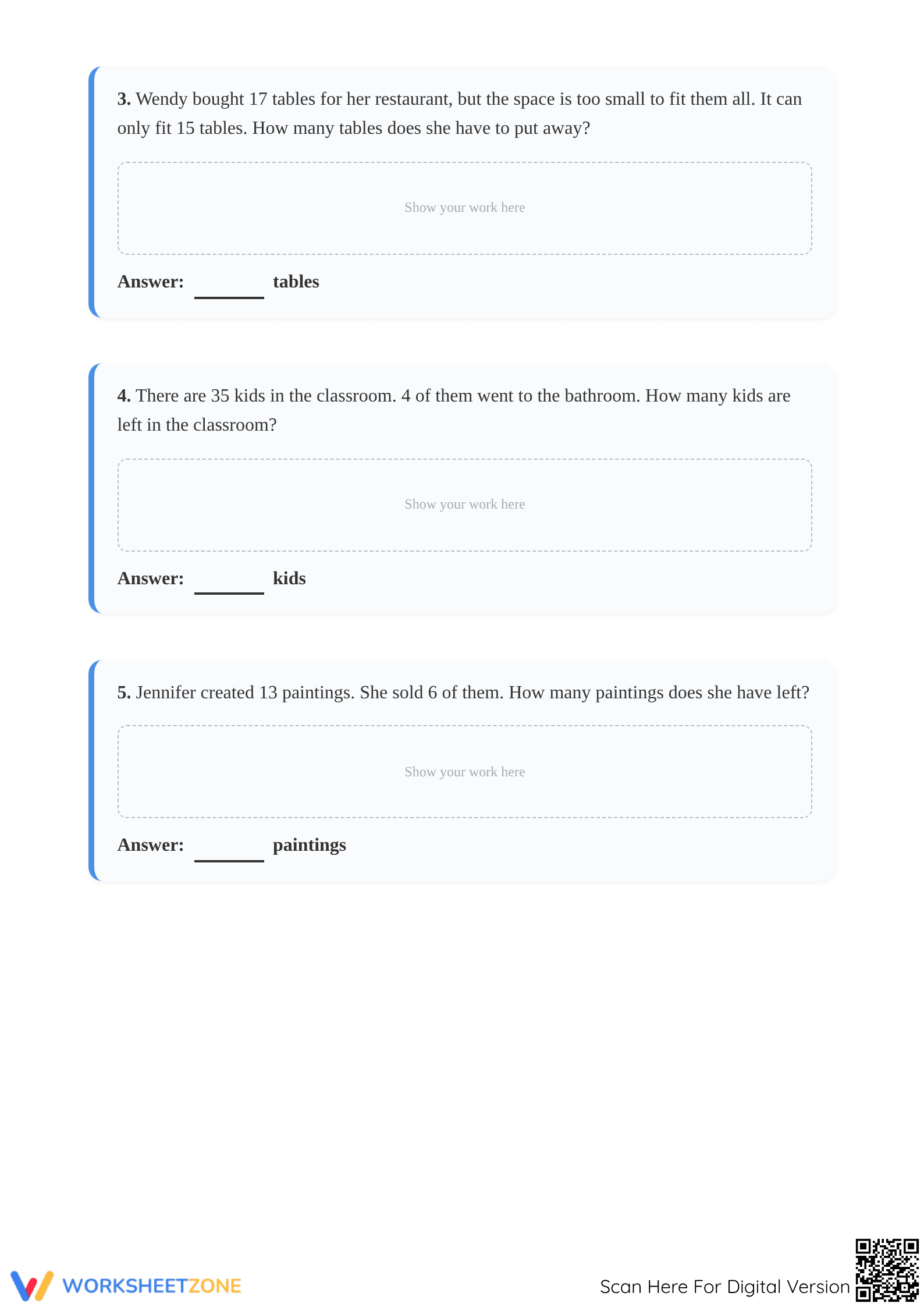 Printable Subtraction Word Problems | Grade 3 Math Ready - Page 2