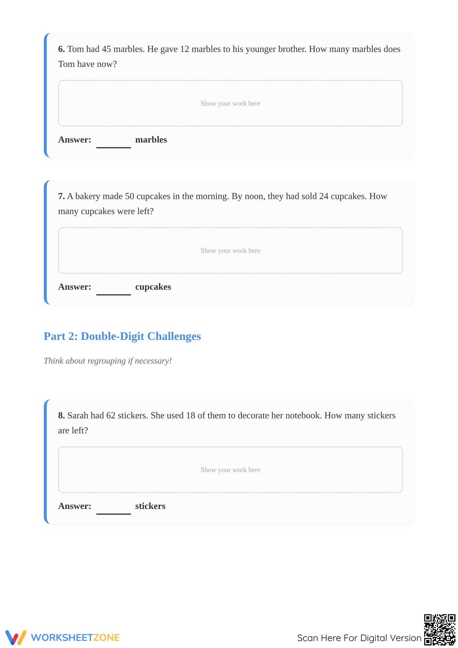 Printable Subtraction Word Problems | Grade 3 Math Ready - Page 3