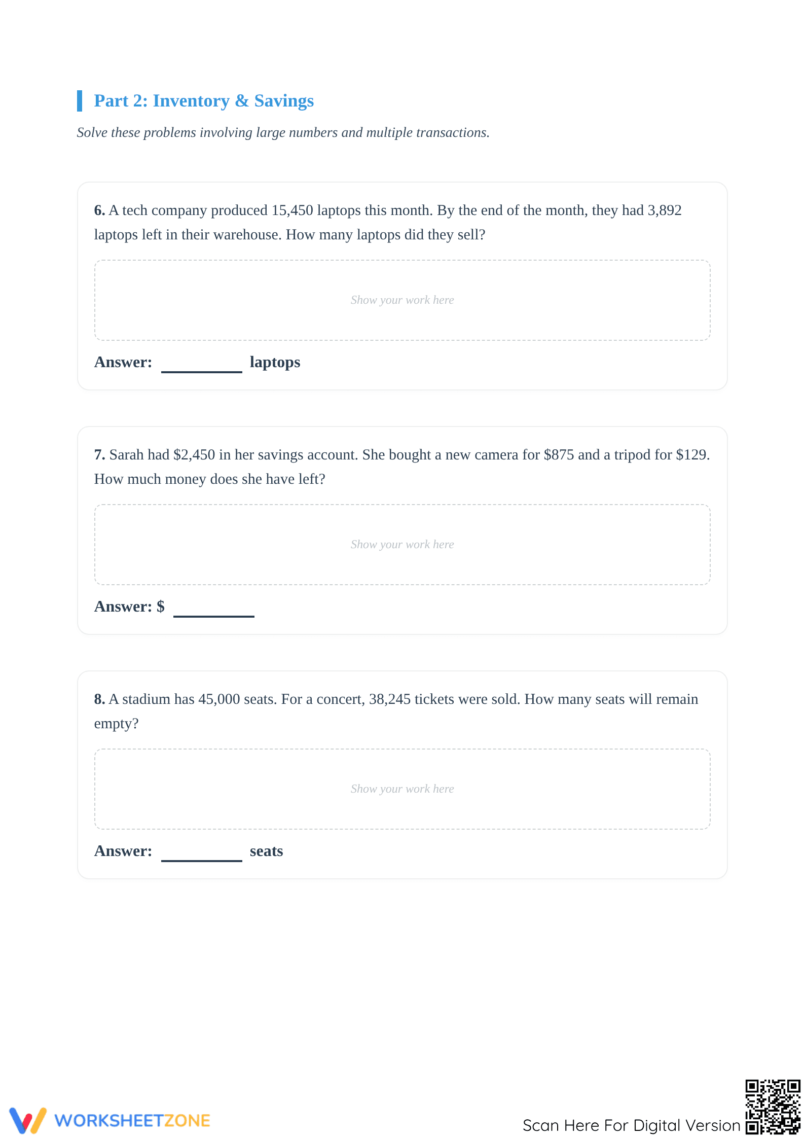 Advanced Subtraction Word Problems | Essential Grade 4 Math - Page 3