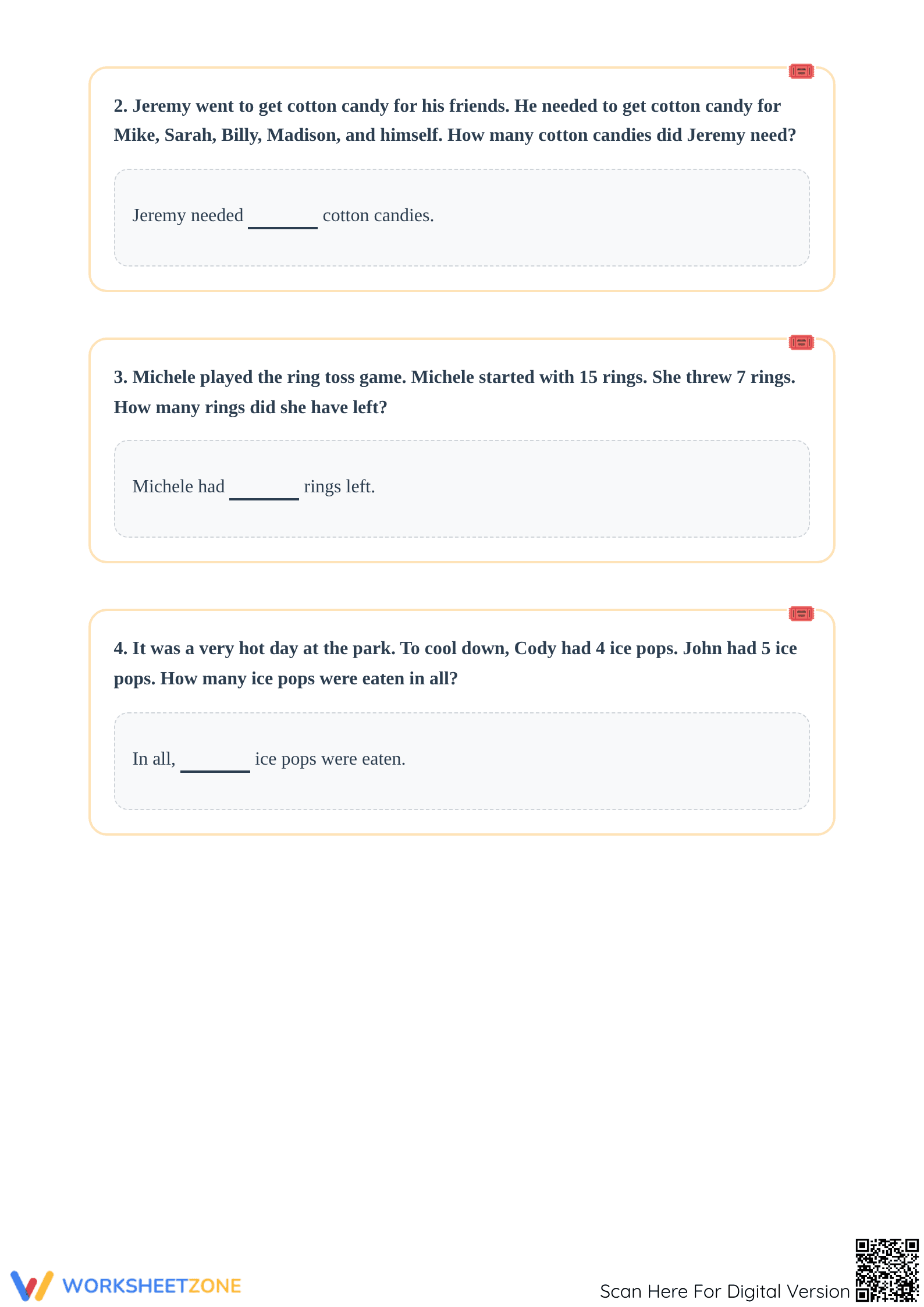 Printable Amusement Park Word Problems | Grades 4-5 Math - Page 2