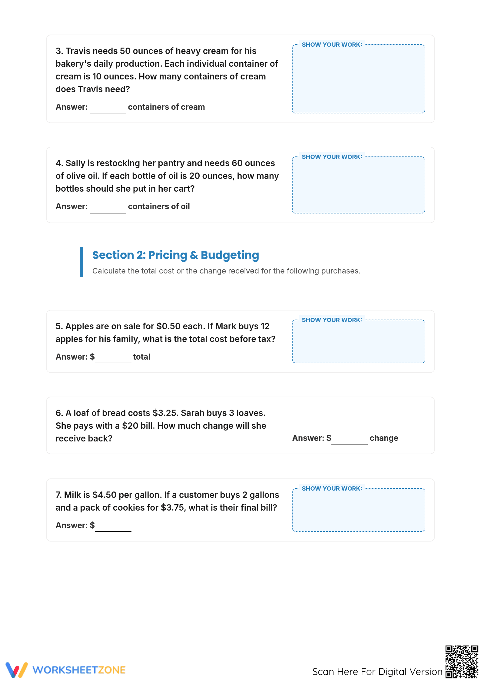 Grocery Store Math: Complete Grade 4-5 Word Problem Packet - Page 2