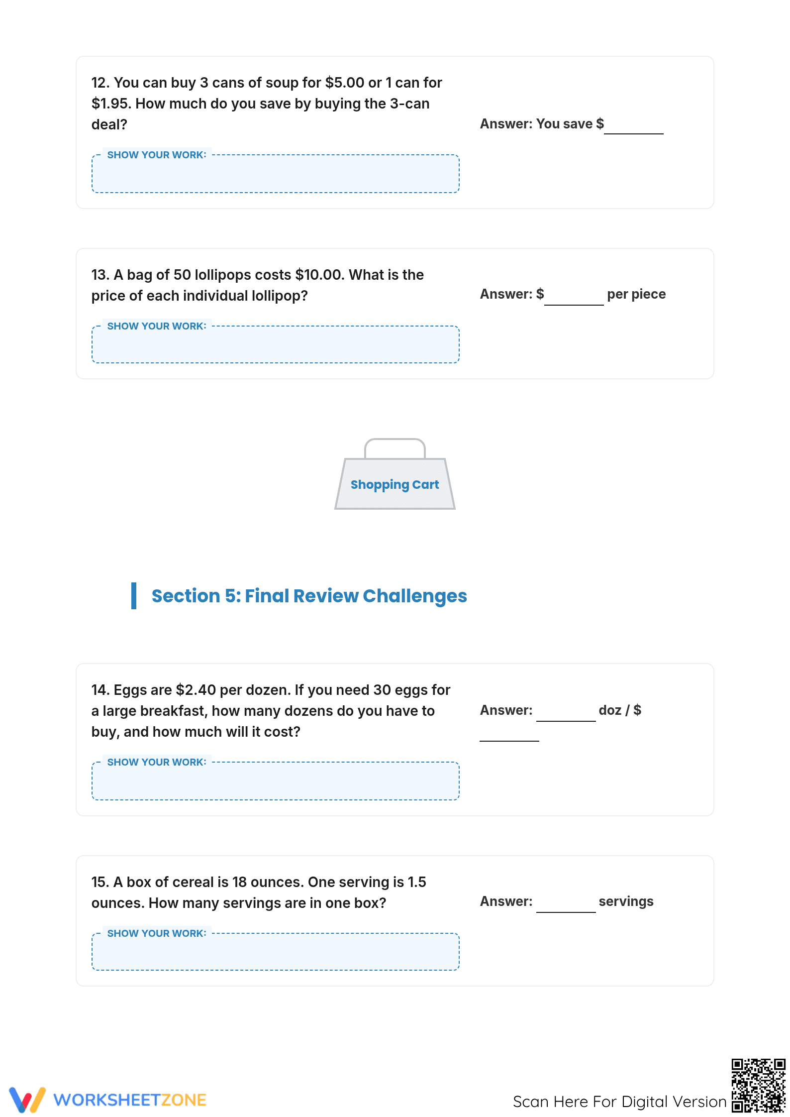 Grocery Store Math: Complete Grade 4-5 Word Problem Packet - Page 4
