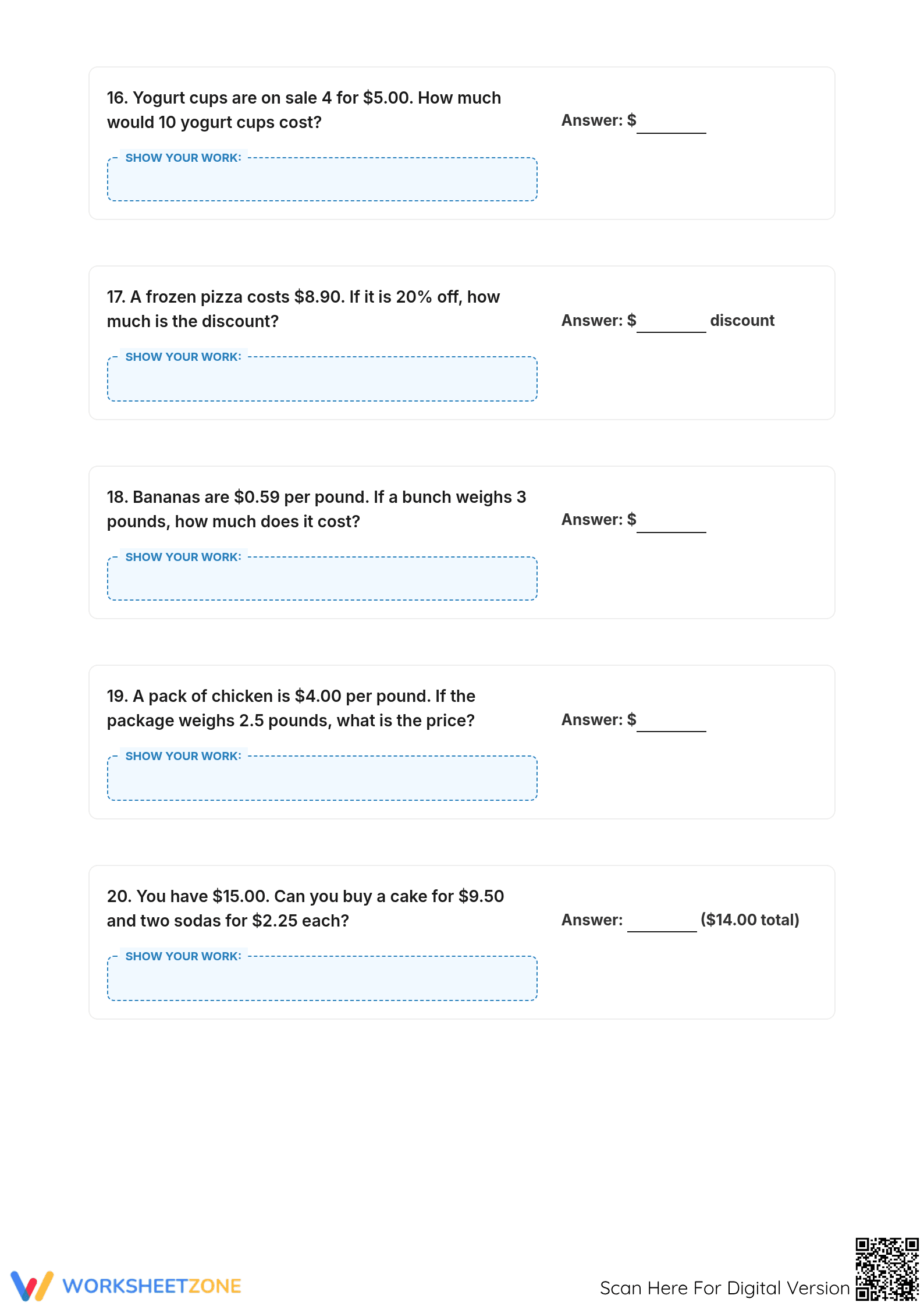 Grocery Store Math: Complete Grade 4-5 Word Problem Packet - Page 5