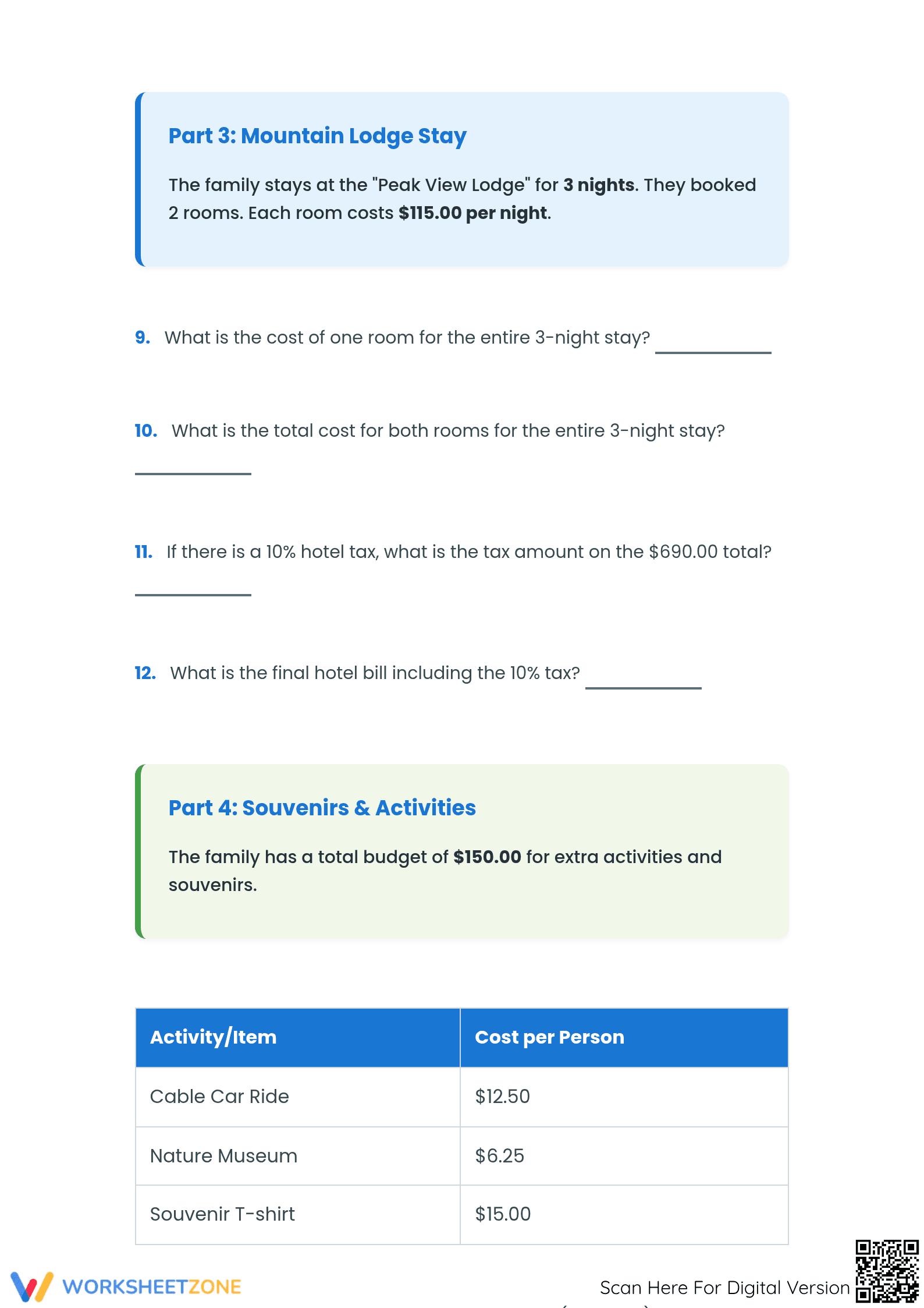 Family Car Trip Adventure Math Worksheet | Printable - Page 3