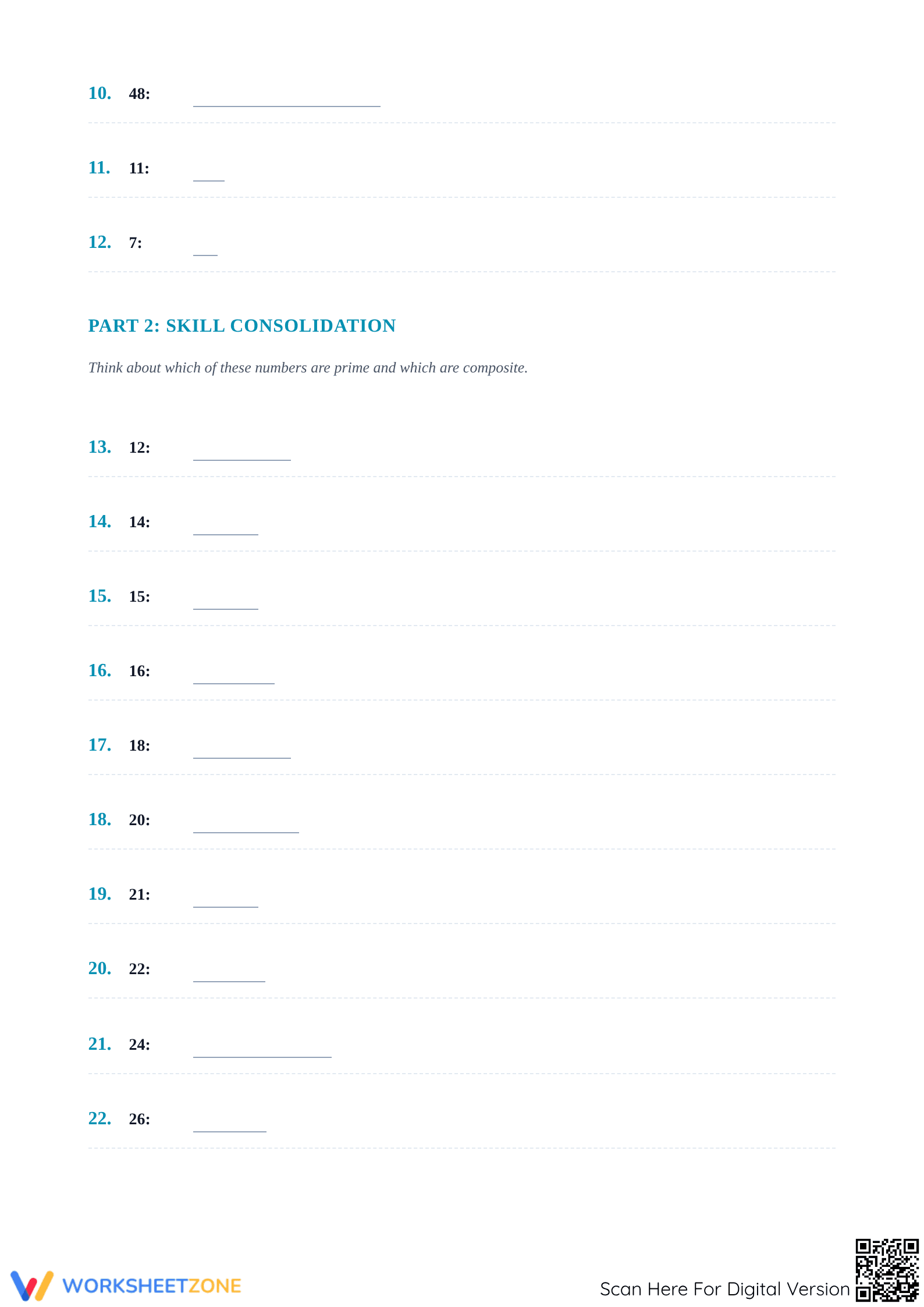 Printable Factoring Numbers (4-50) Worksheet | Grade 7 Math - Page 2