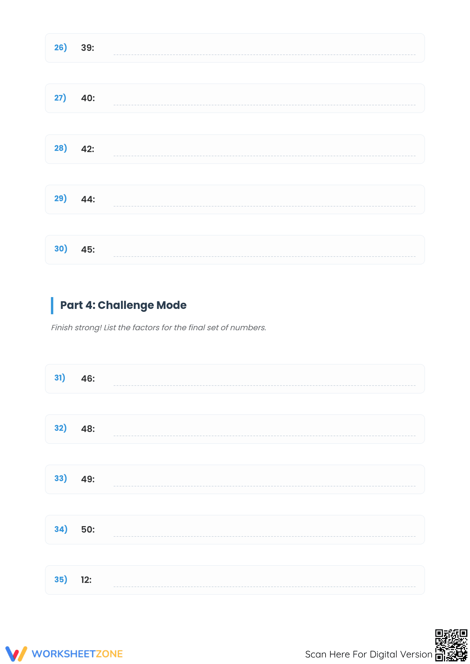 Printable Factoring Numbers (4-50) Worksheet | Grade 7 Math - Page 4