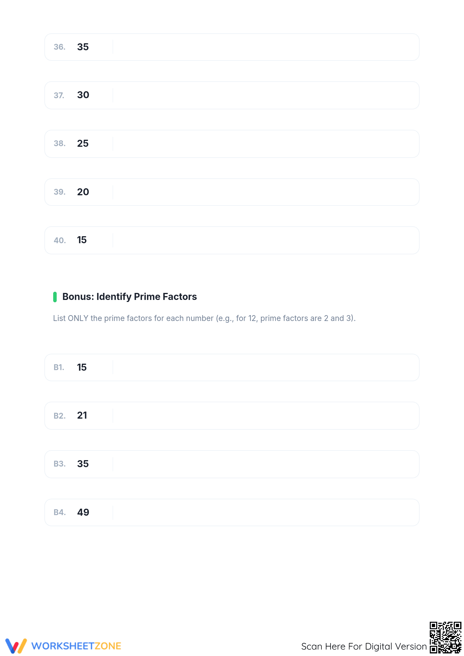 Printable Factoring Numbers 4-50 Worksheet | Grade 7 Math - Page 5