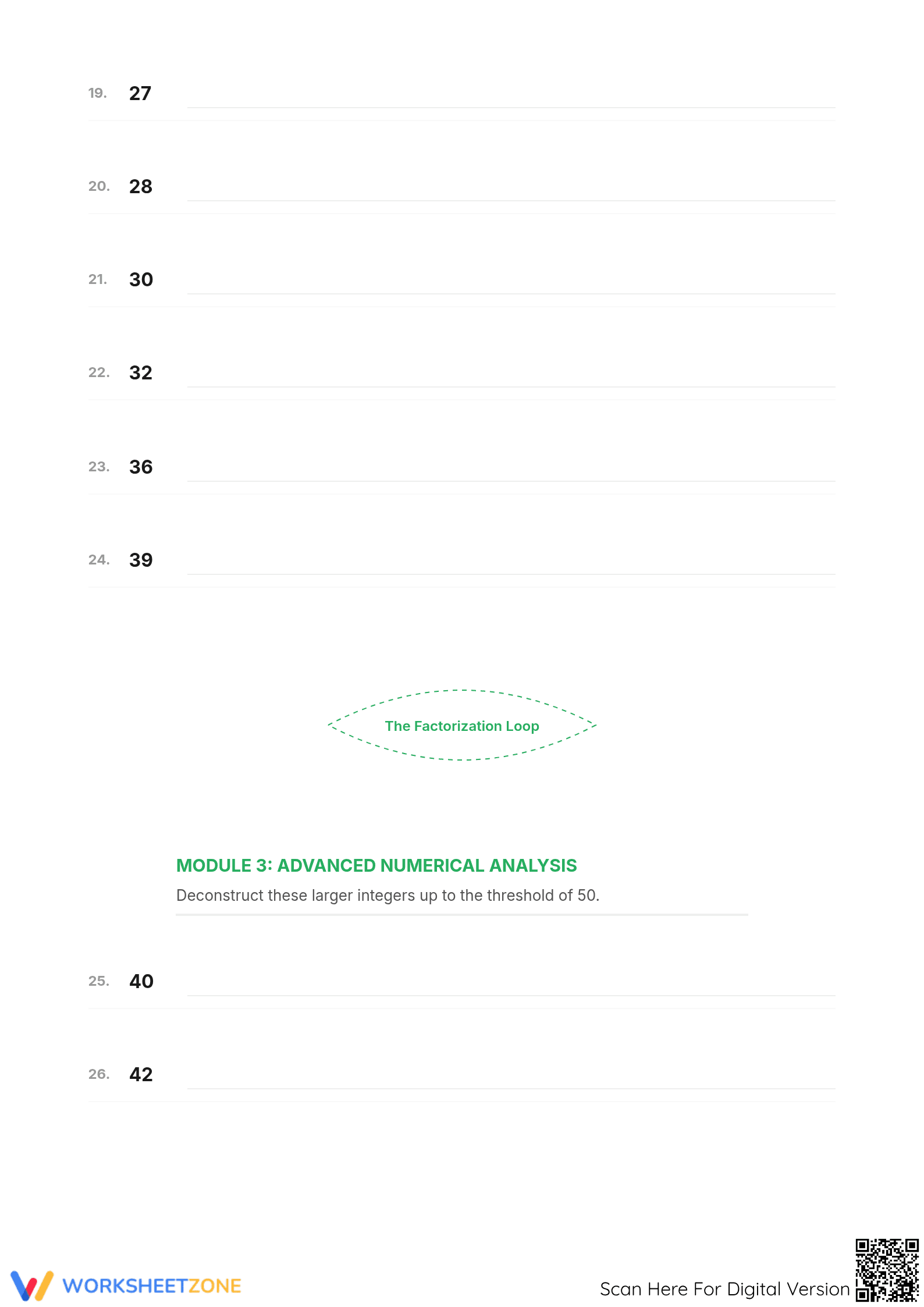 Printable Factoring Numbers 4-50 Worksheet | Grade 7 Math - Page 3