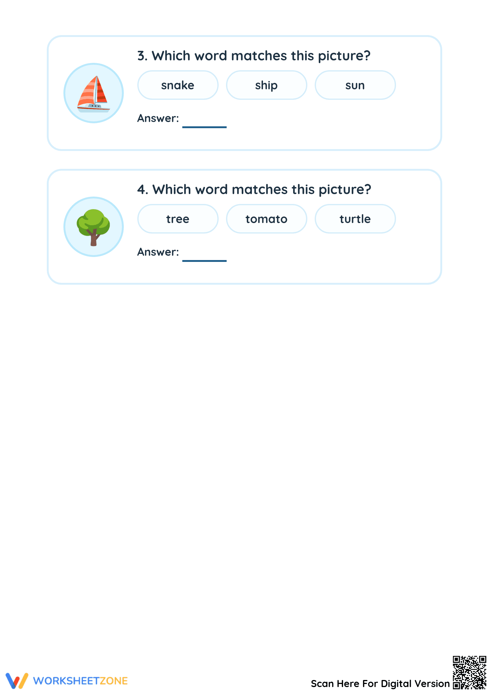 Essential Preschool Spelling & Word Match Worksheet - Page 2