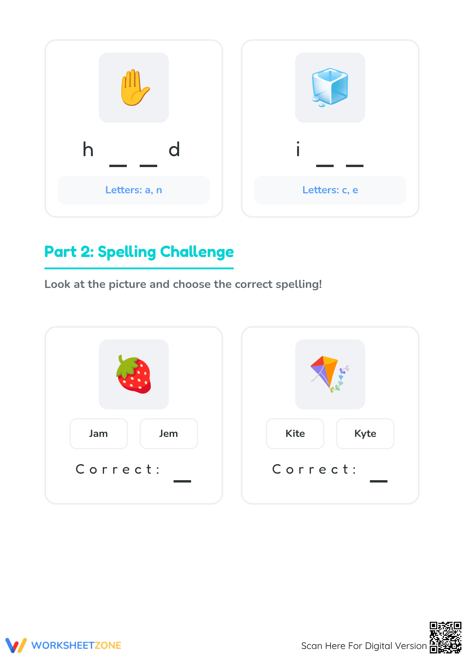 Printable Spelling Time 4 Worksheet | Preschool ELA - Page 2