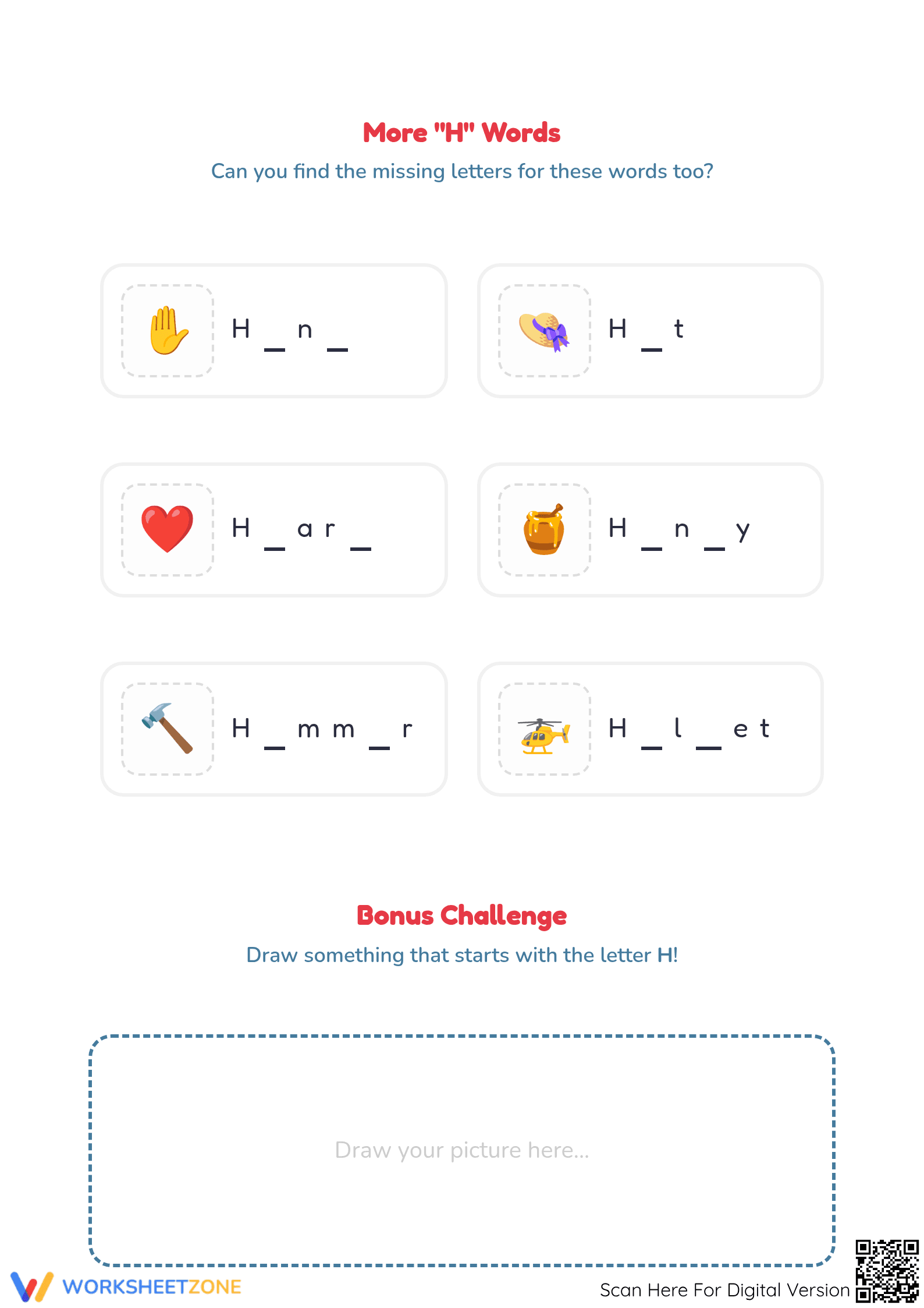 Essential Letter H Spelling Worksheet | Preschool ELA - Page 2