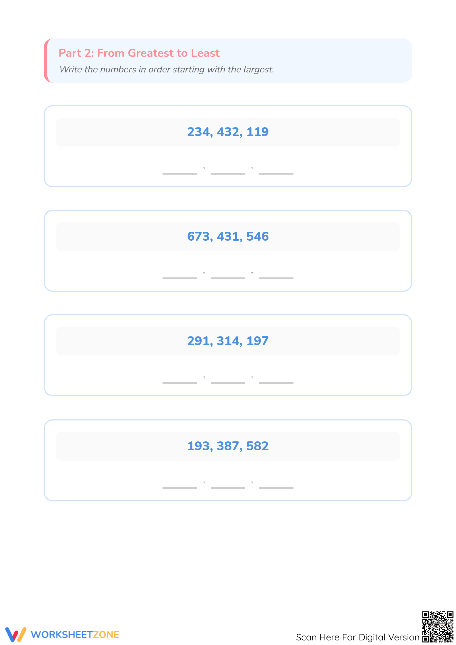 Ordering Numbers Worksheet | Essential Grade 1 Math Practice - Page 3