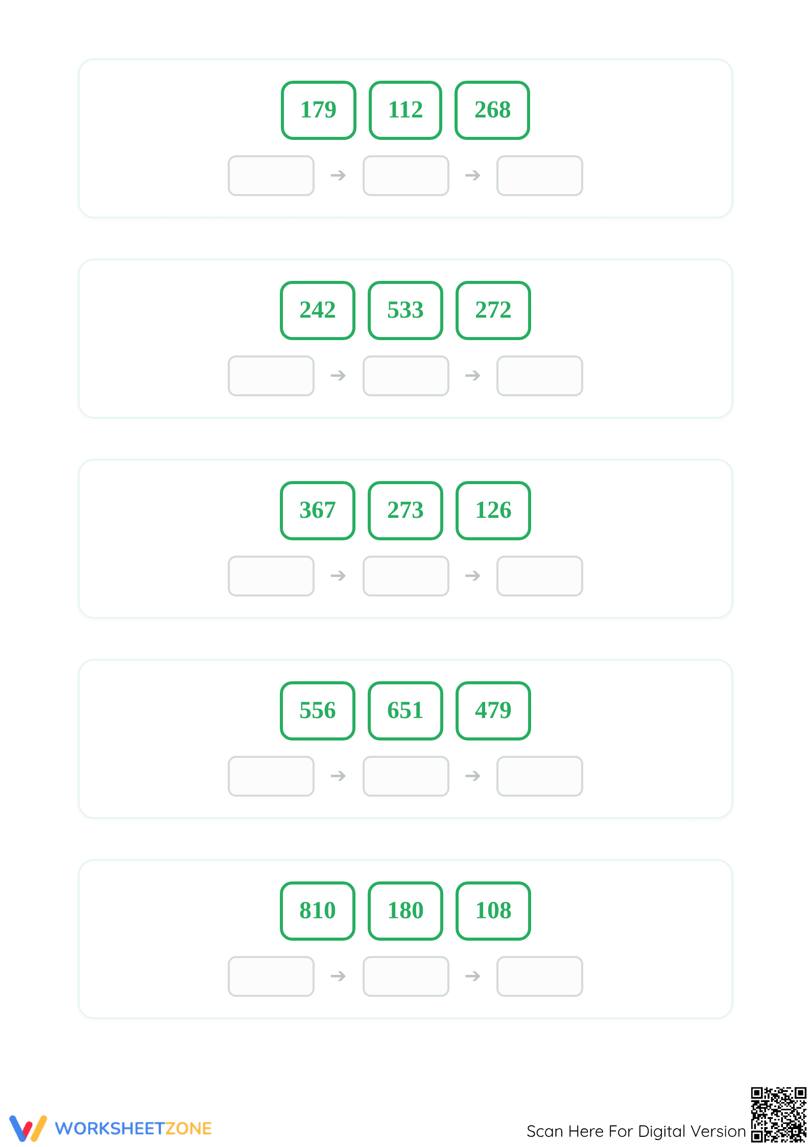 Ordering Numbers Mastery Worksheet | Printable Grade 1 Math - Page 2