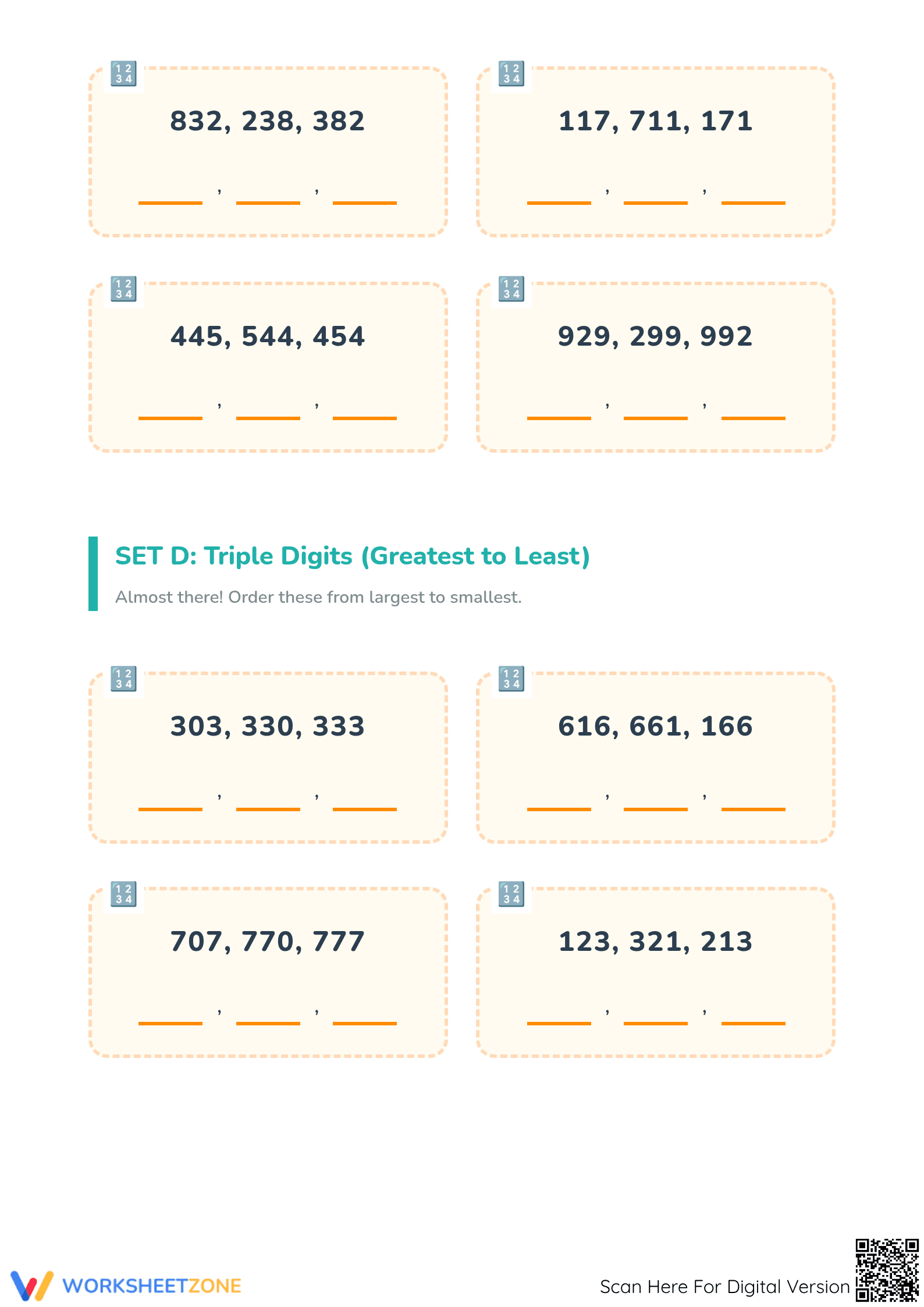 Printable Ordering Numbers Worksheet | Grade 1 Math - Page 3