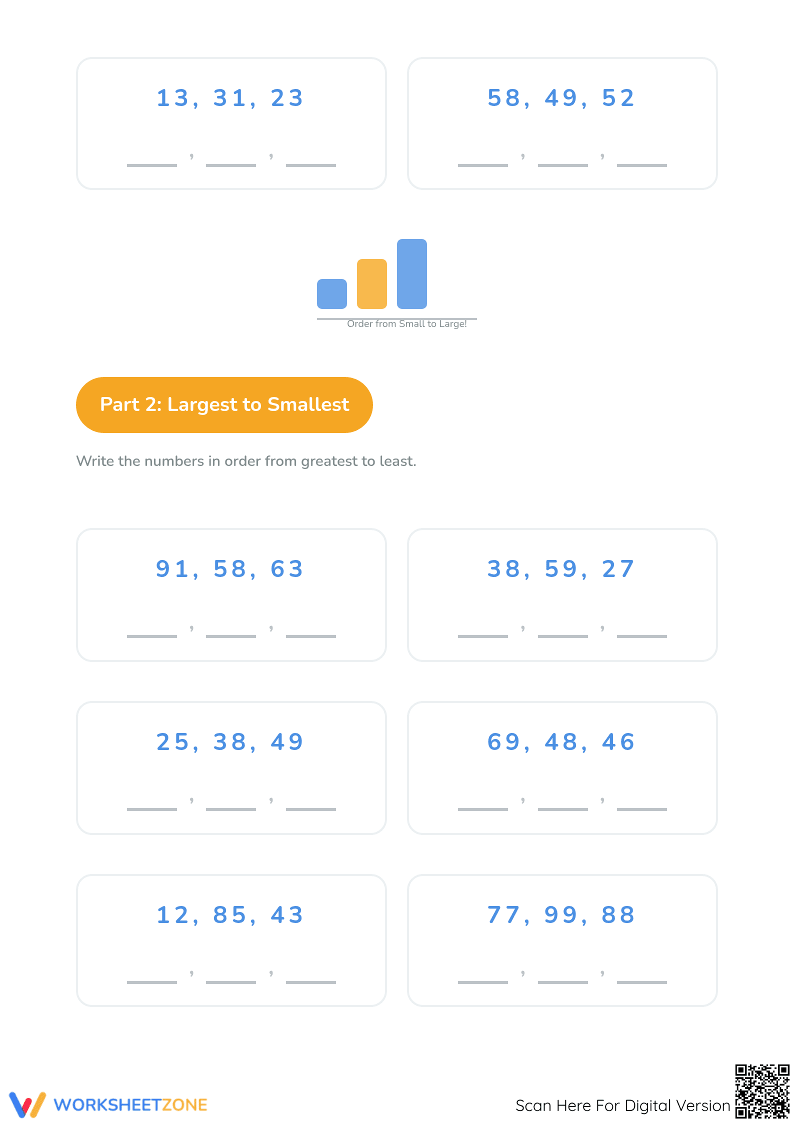 Grade 1 Ordering Numbers Worksheet — Printable Math Guide - Page 2