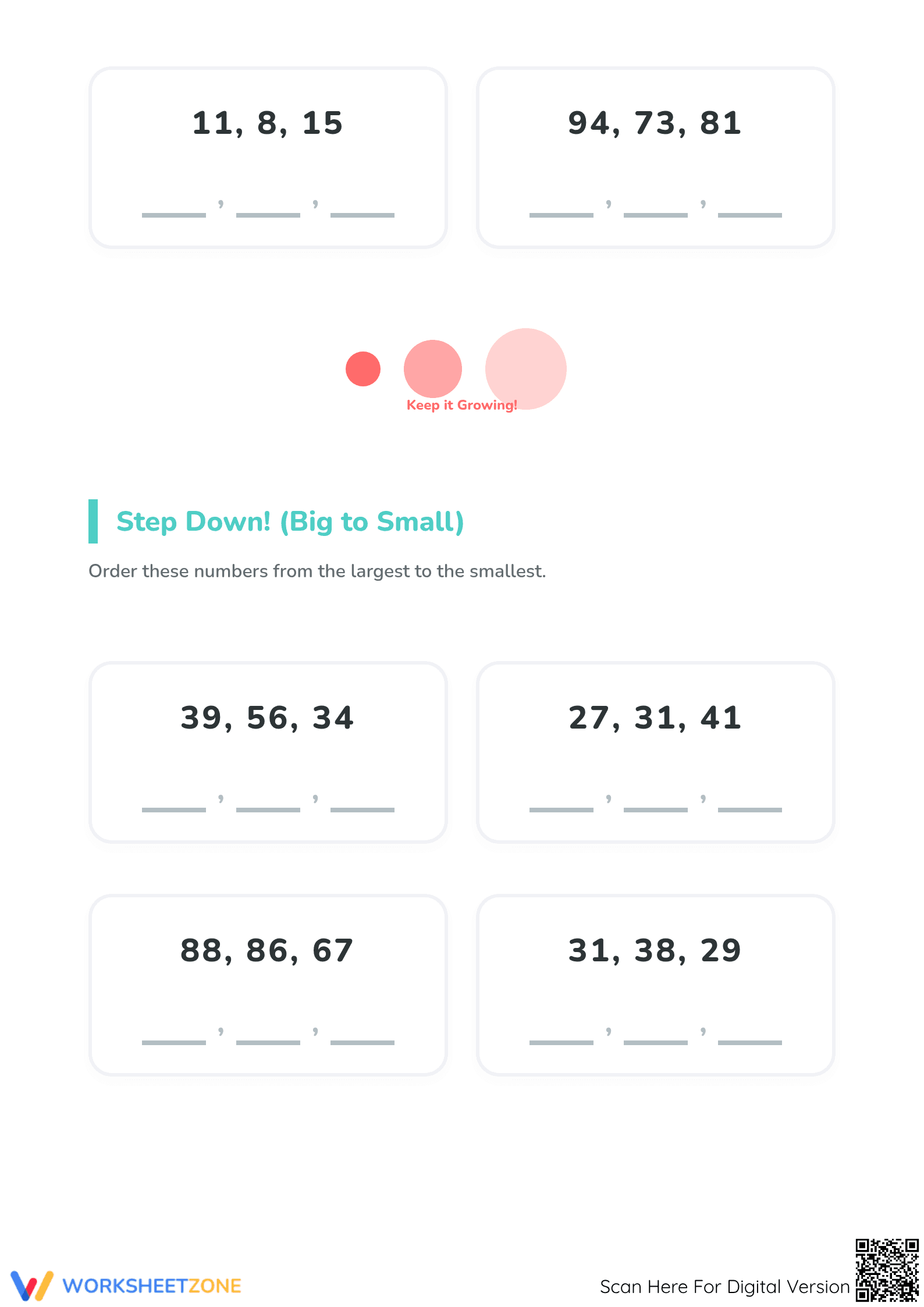 Printable Grade 1 Ordering Numbers 10 Worksheet Packet - Page 2
