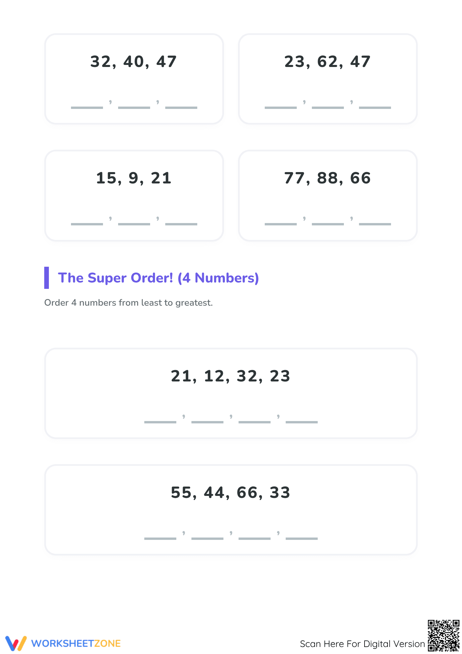 Printable Grade 1 Ordering Numbers 10 Worksheet Packet - Page 3