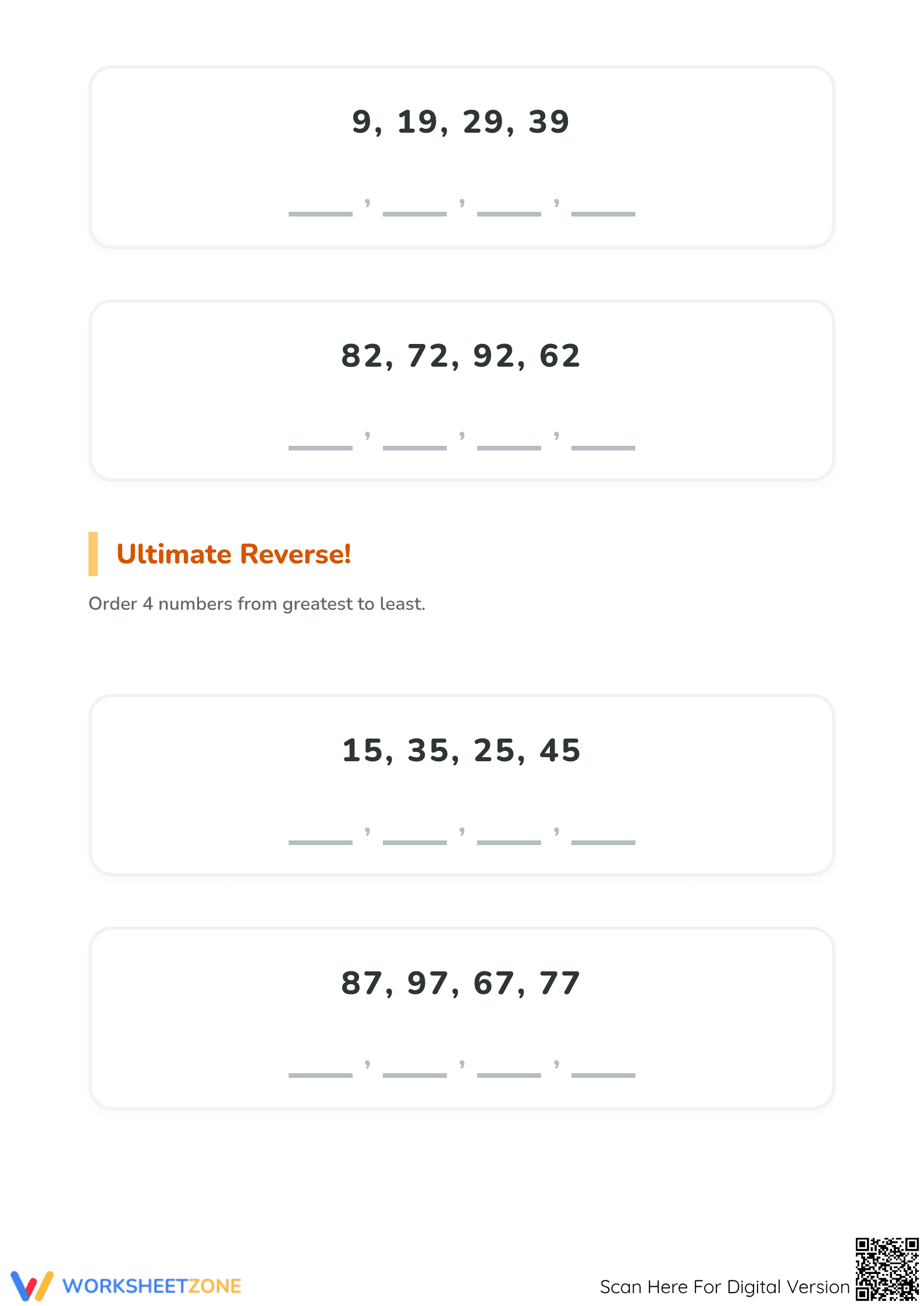 Printable Grade 1 Ordering Numbers 10 Worksheet Packet - Page 4