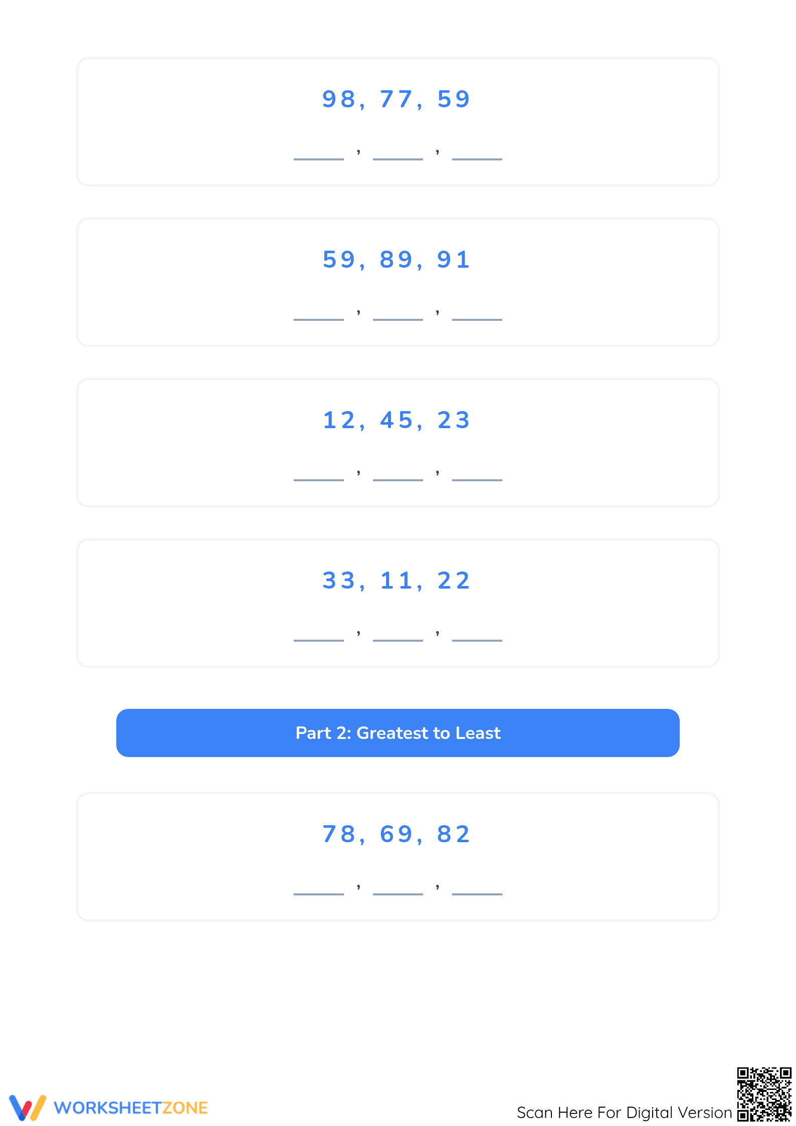 Printable Ordering Numbers Worksheet | Grade 1 Math Aligned - Page 2