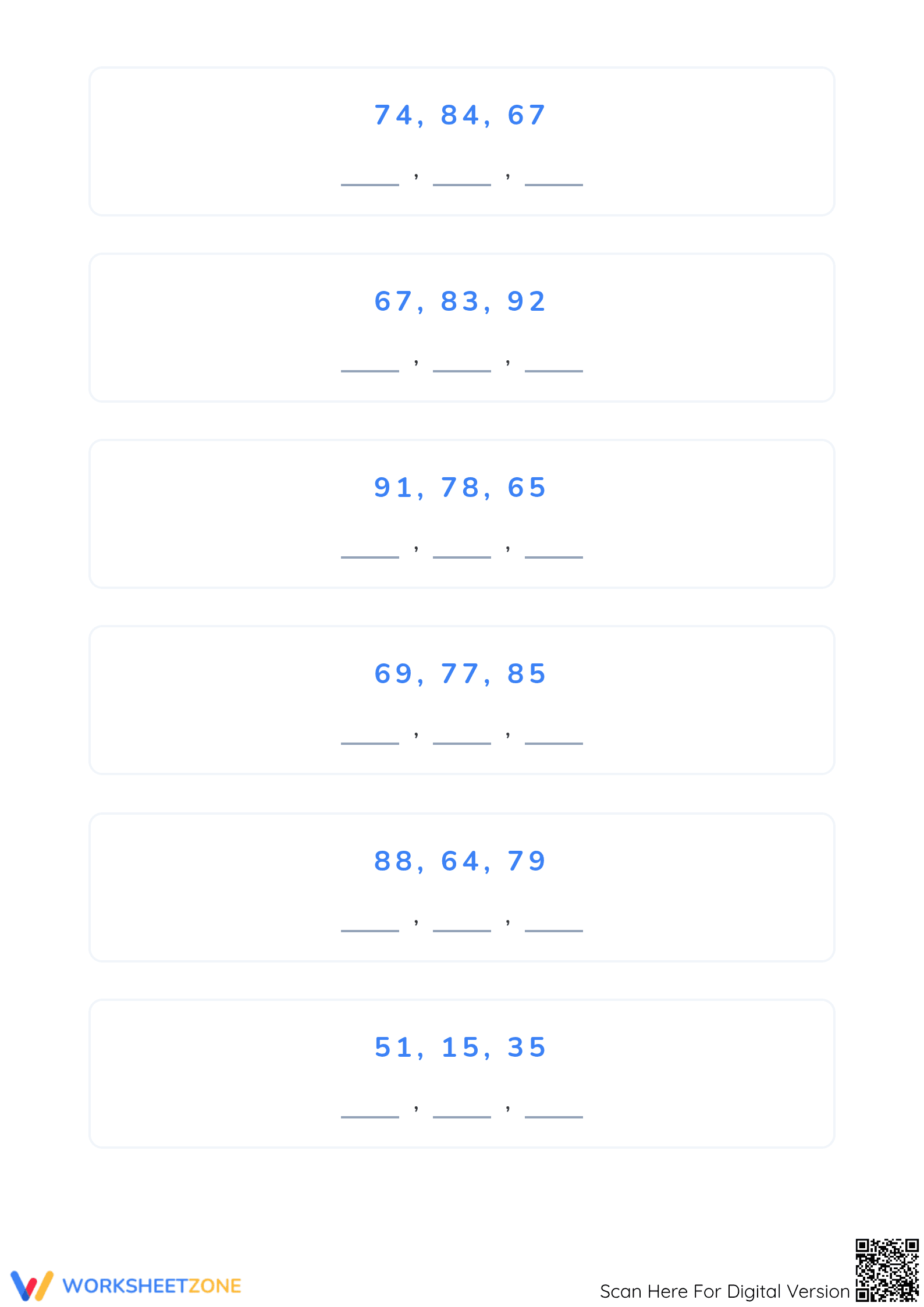 Printable Ordering Numbers Worksheet | Grade 1 Math Aligned - Page 3