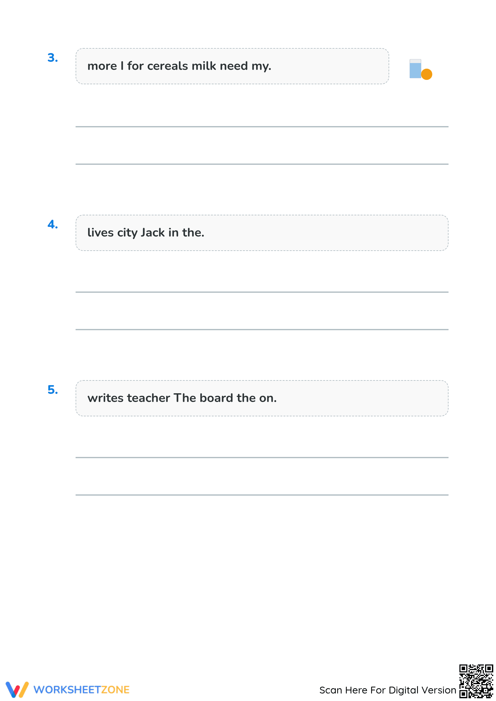 Printable Jumbled Sentences Worksheet | Kindergarten ELA - Page 2
