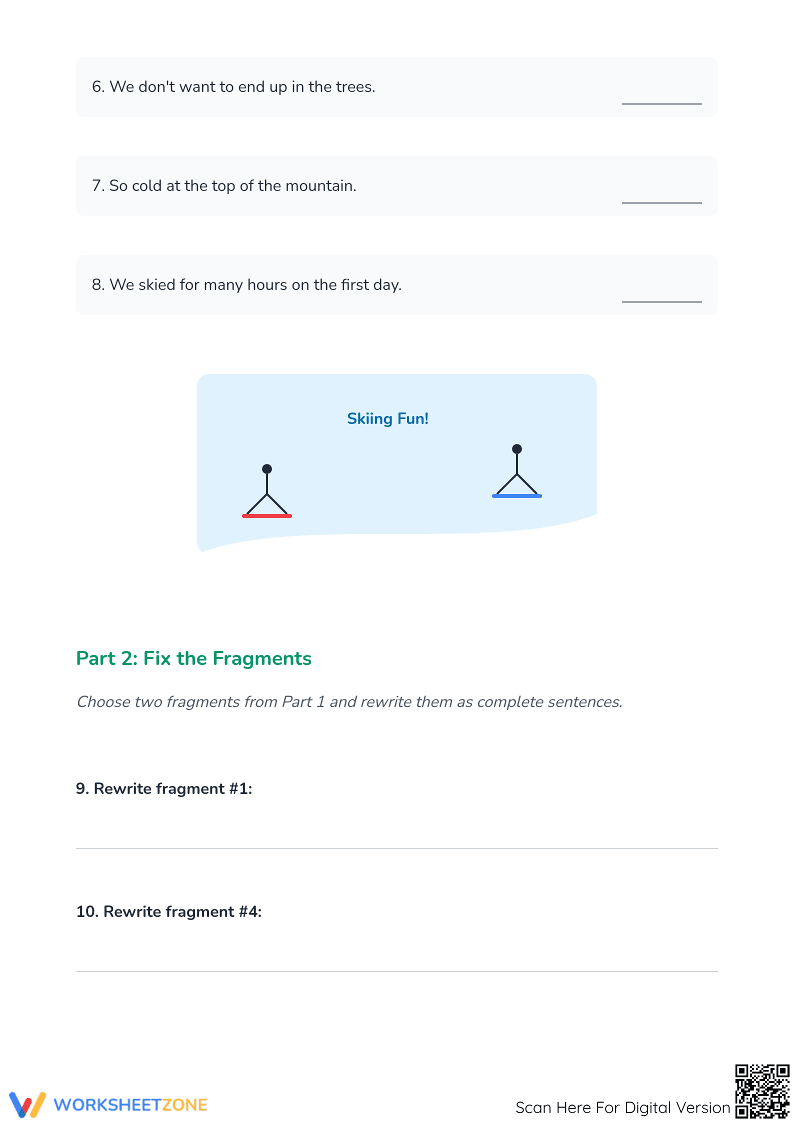 Printable Fragments and Sentences Worksheet | Grade 1 ELA - Page 2