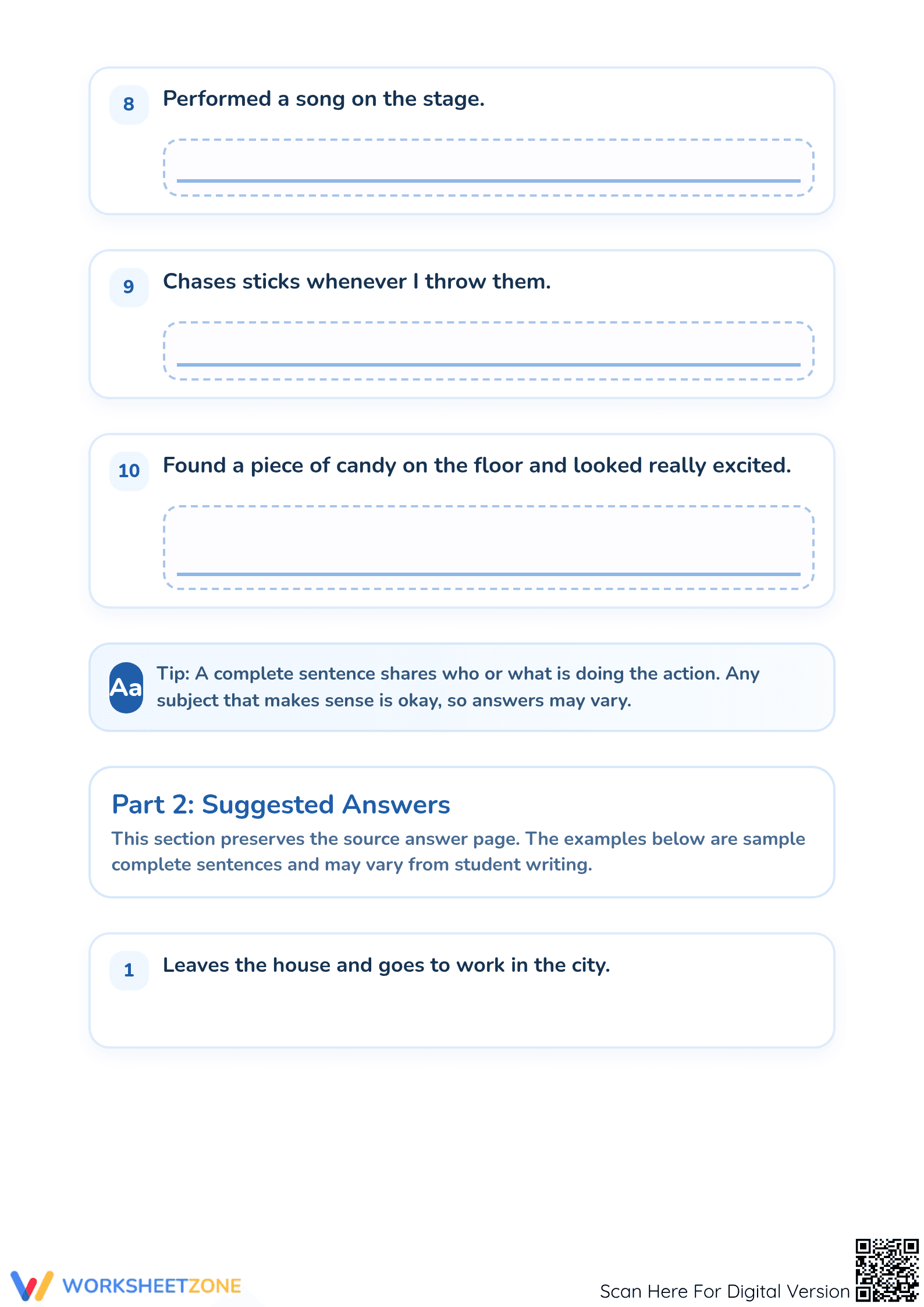Essential Writing Complete Sentences Worksheet | Grade 1 ELA - Page 3