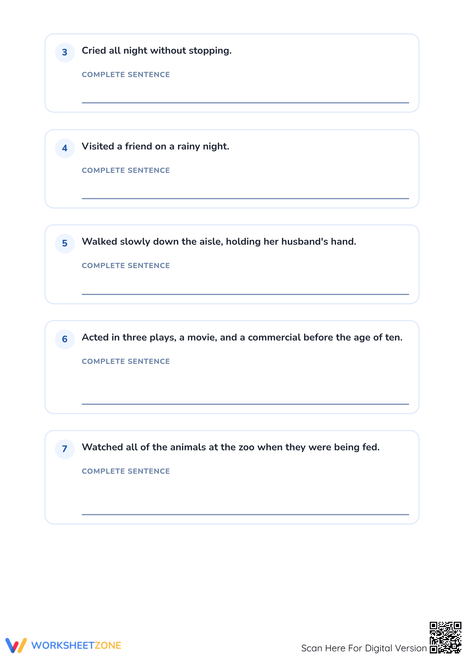 Writing Complete Sentences Worksheet | Grade 1 Essential - Page 2