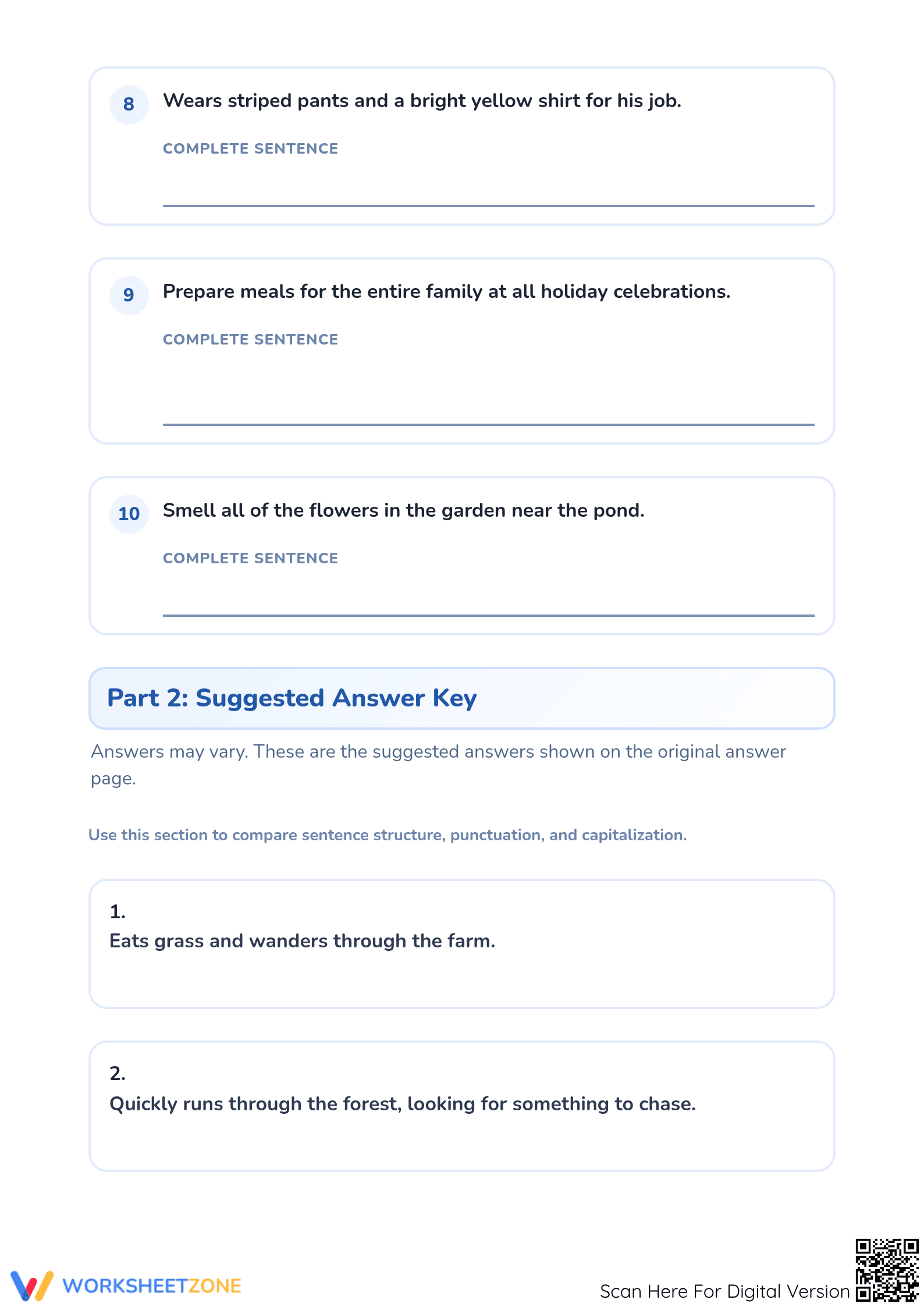 Writing Complete Sentences Worksheet | Grade 1 Essential - Page 3