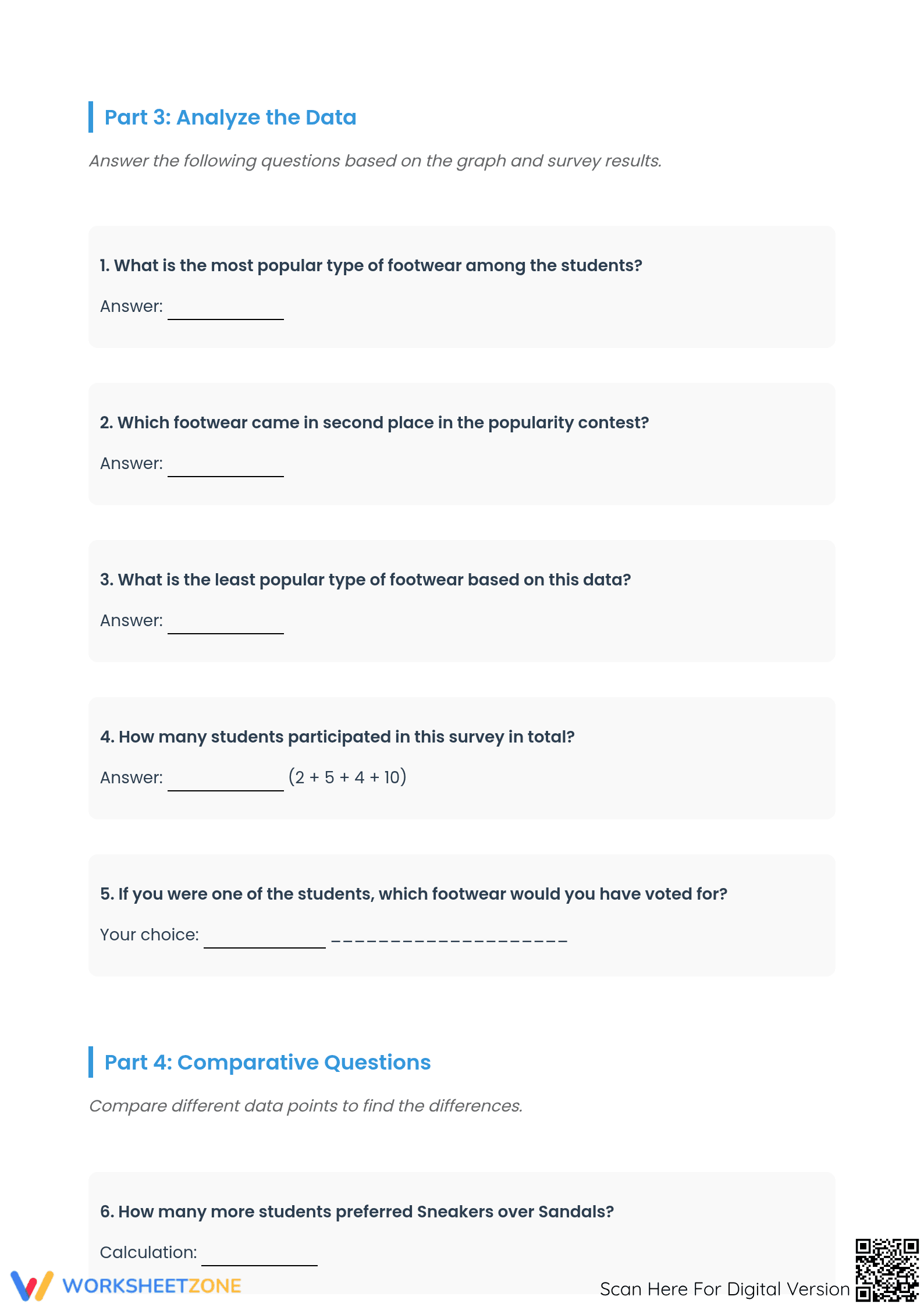 Essential Favorite Footwear Graphing Worksheet | Grade 4-6 - Page 2