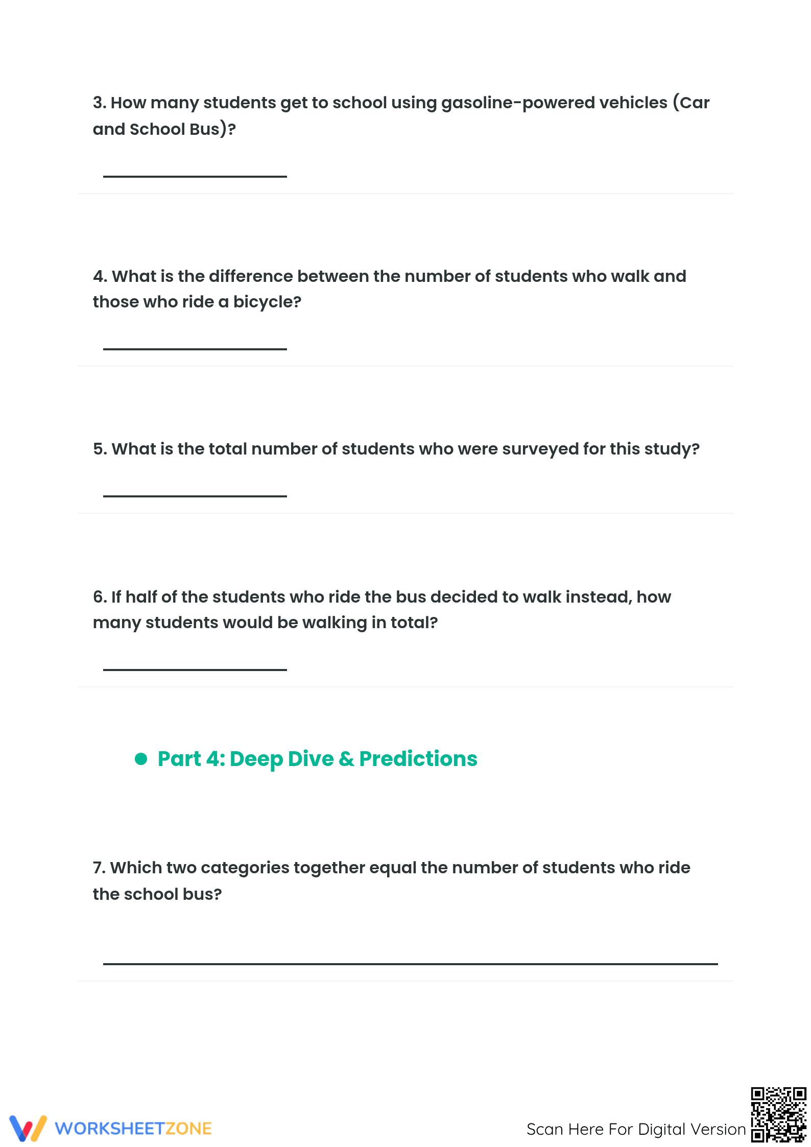 Printable Bar Graph Worksheet: How I Get to School (Grades 4-6) - Page 3