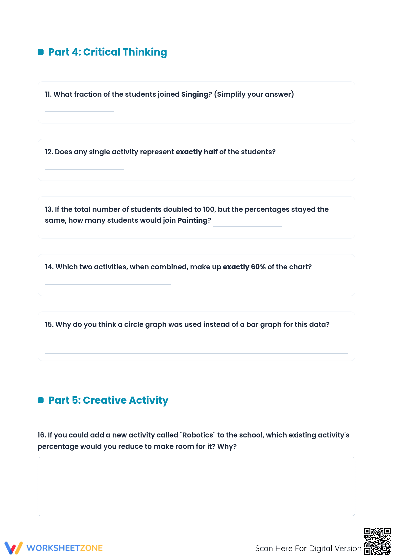Printable Circle Graph Worksheet | Grade 4-6 Math Aligned - Page 3