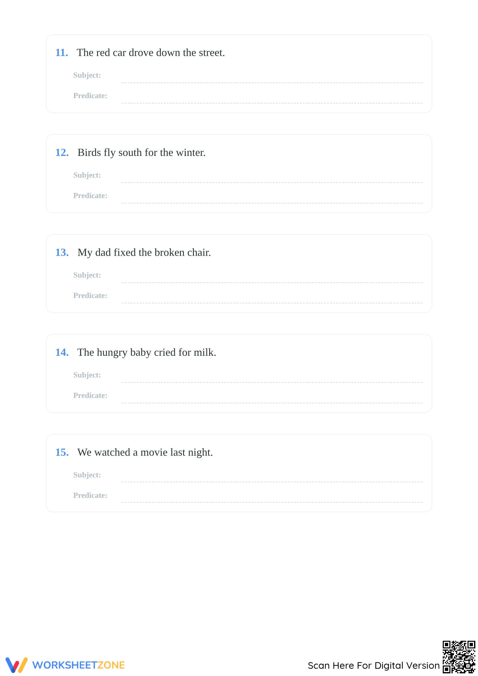 Essential Subject and Predicate Worksheet | Grade 2 ELA - Page 3