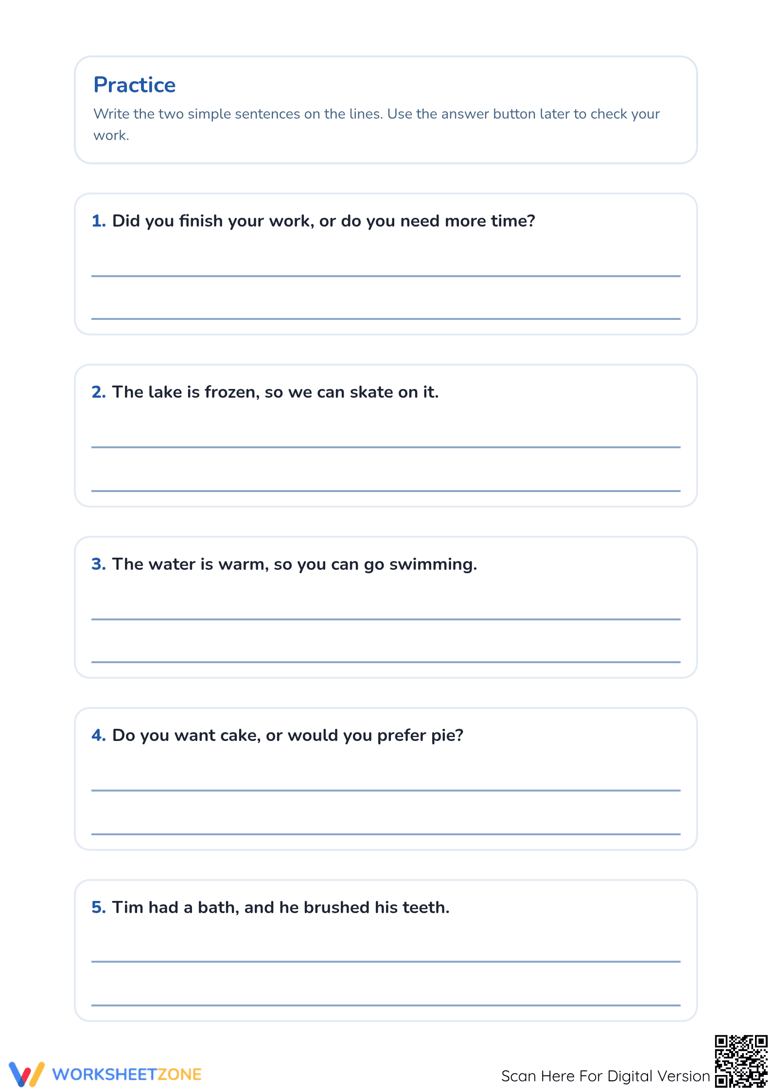 Printable Grade 2 Worksheet: Take Sentences Apart - Page 2