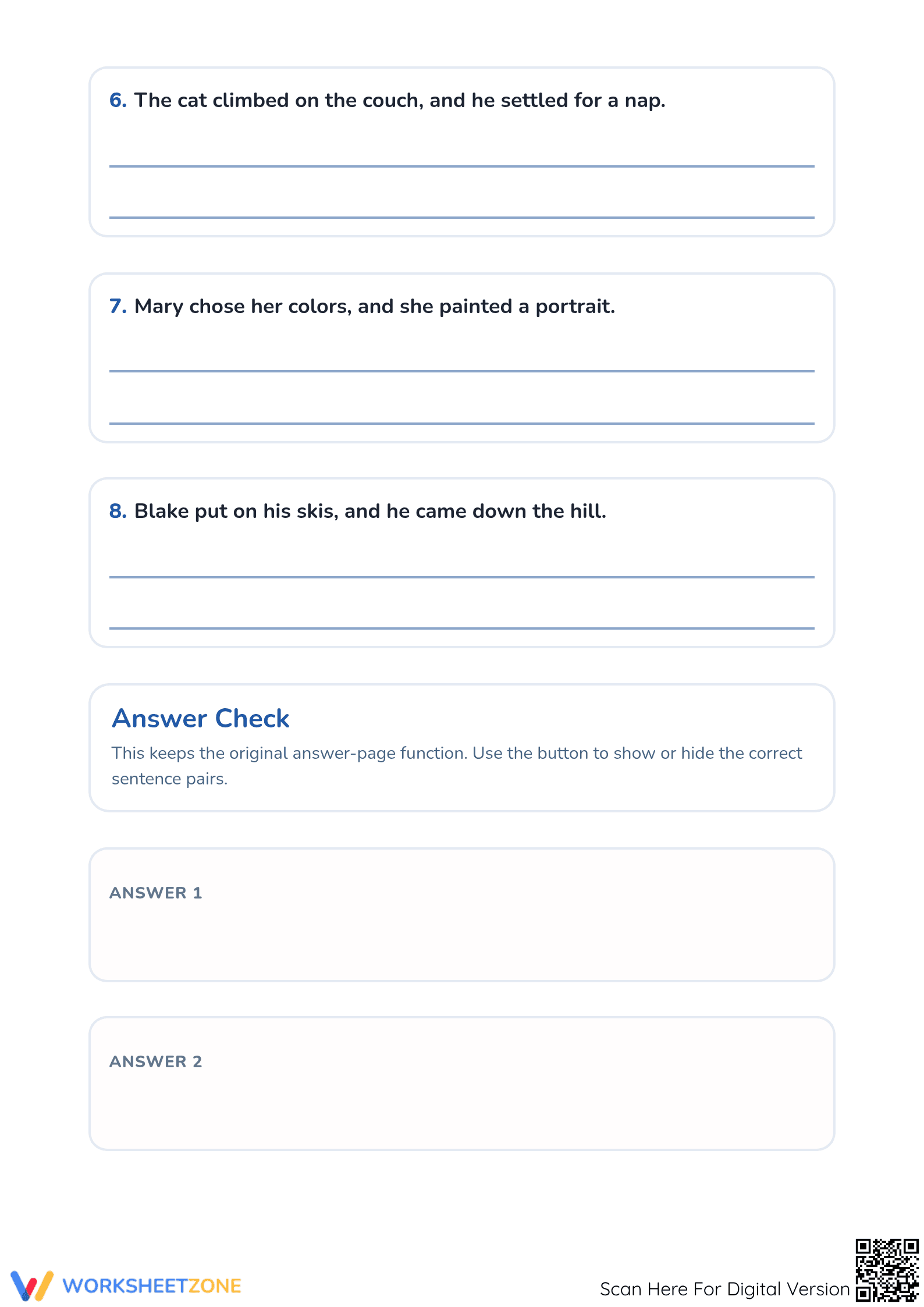 Printable Grade 2 Worksheet: Take Sentences Apart - Page 3