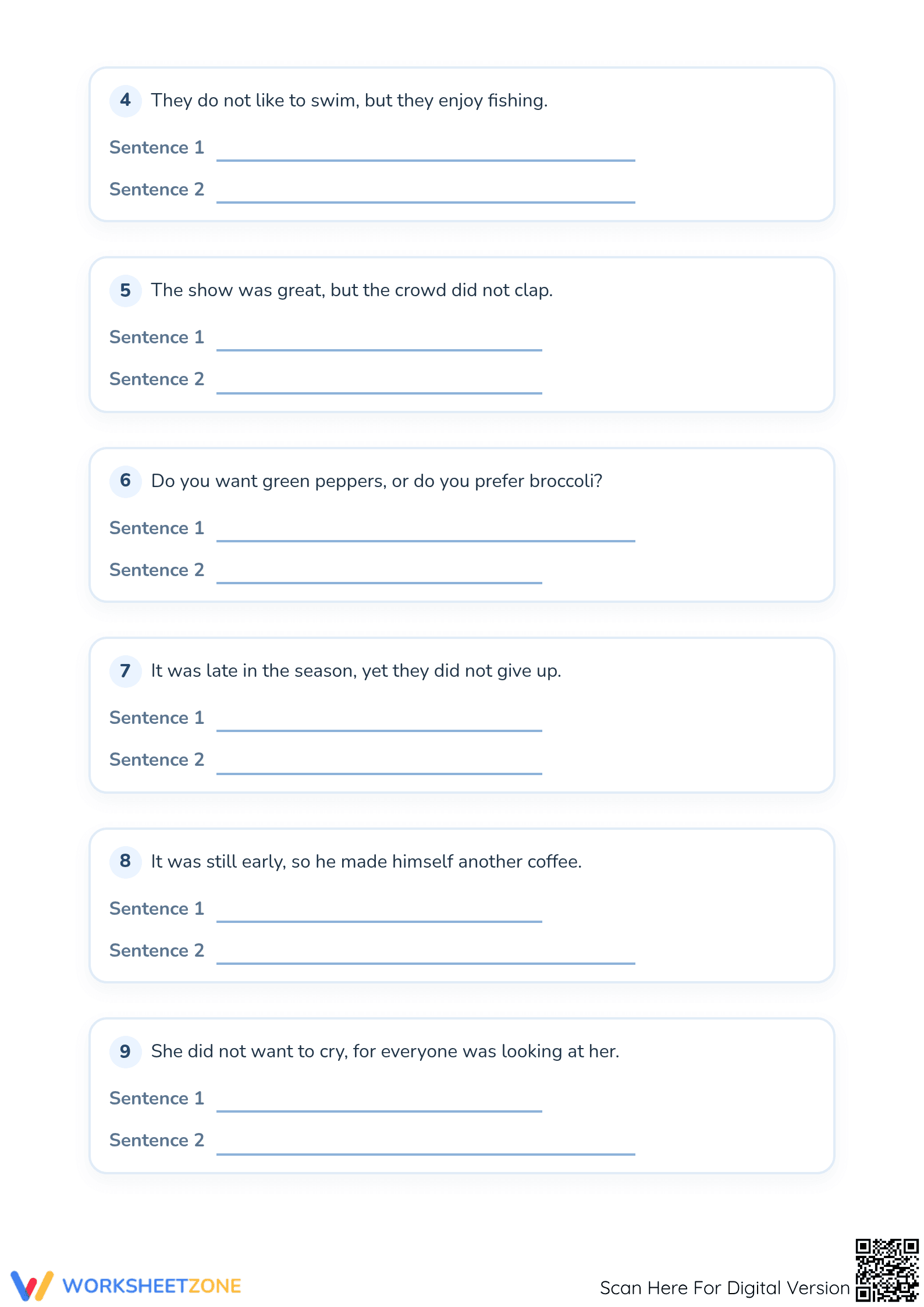 Grade 2 Compound to Simple Sentences – Printable Worksheet - Page 2