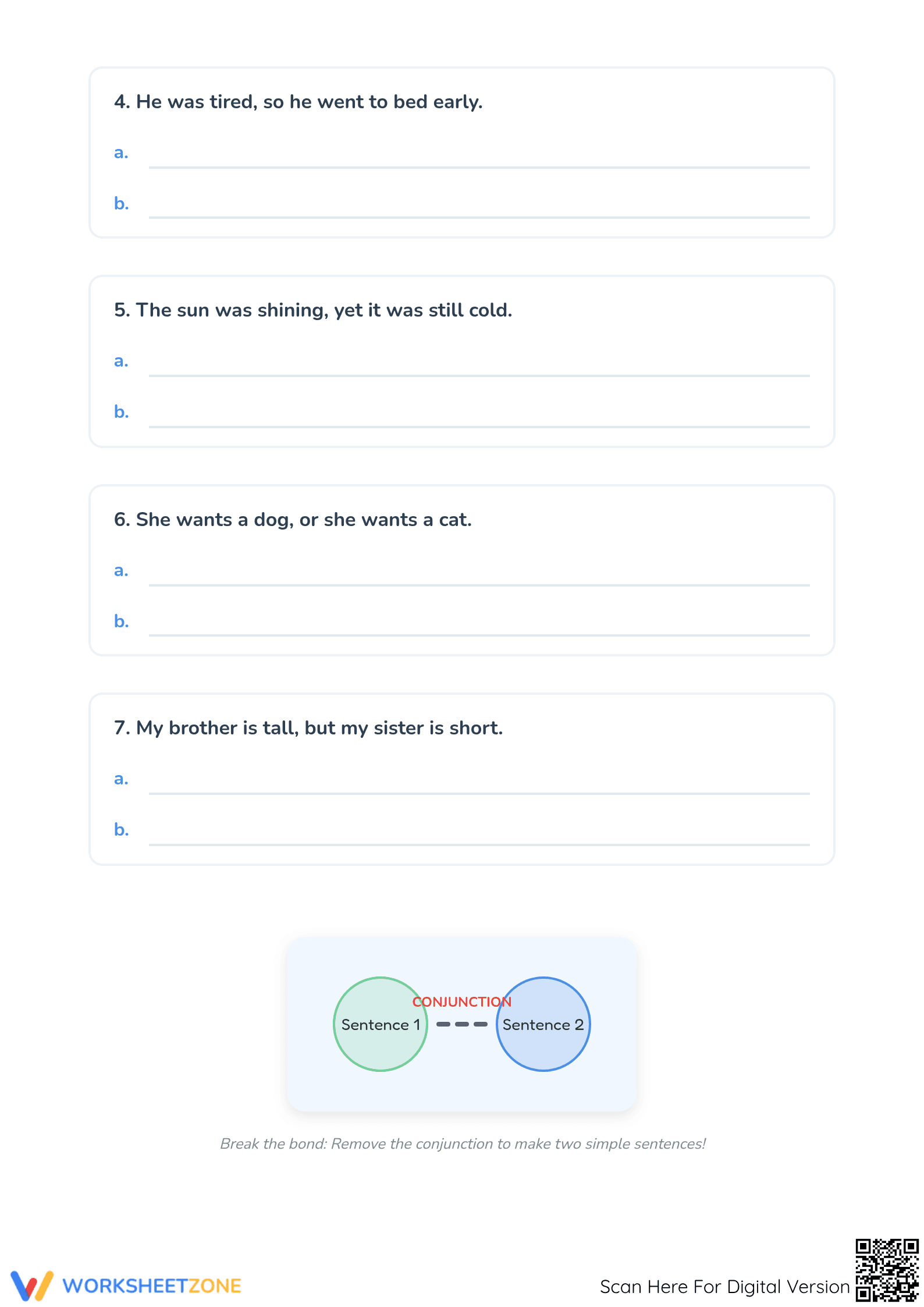 Printable Grade 2 ELA: Compound to Simple Sentences - Page 2