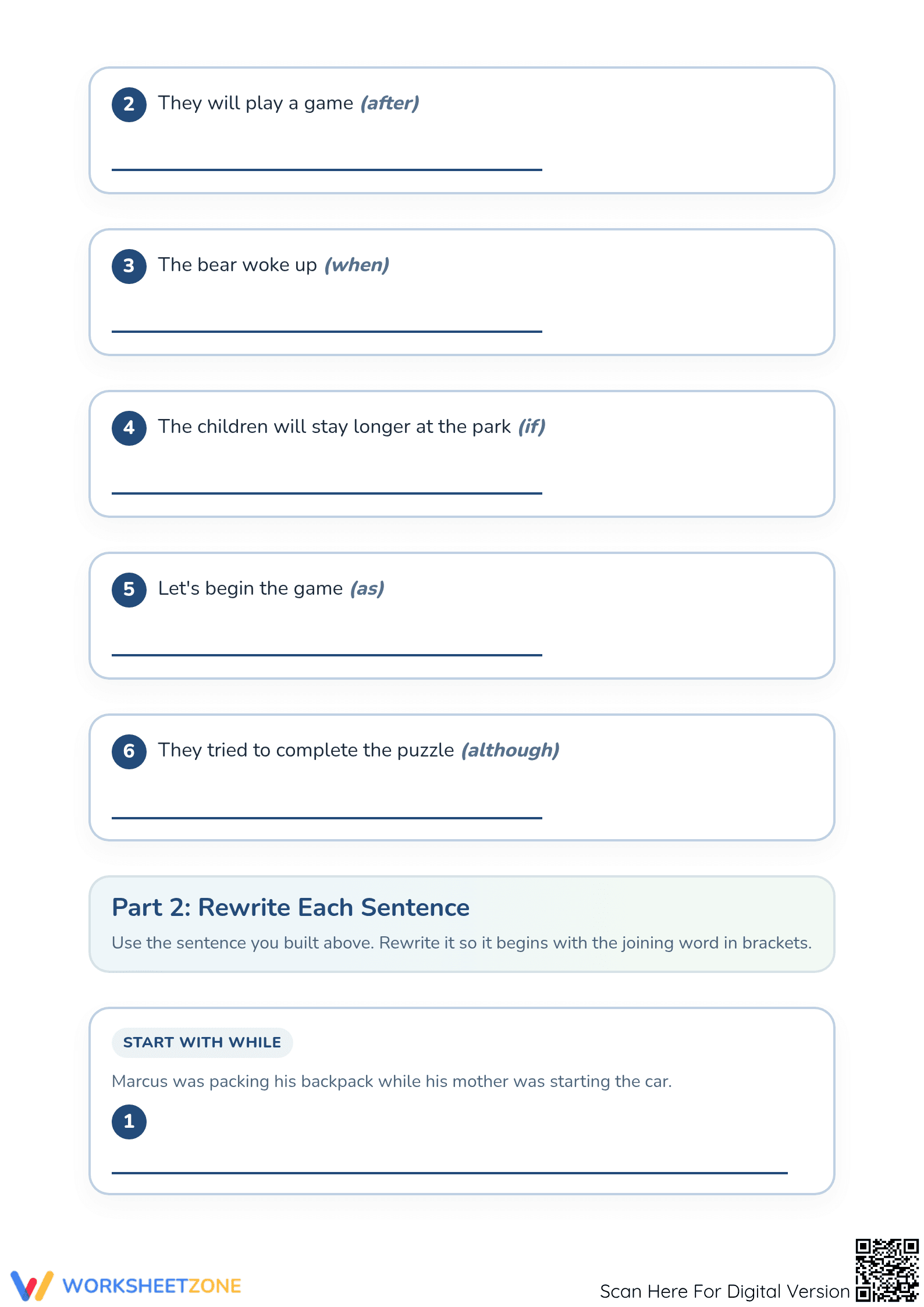 Essential Complex Sentences Worksheet | Grade 2 Grammar - Page 2