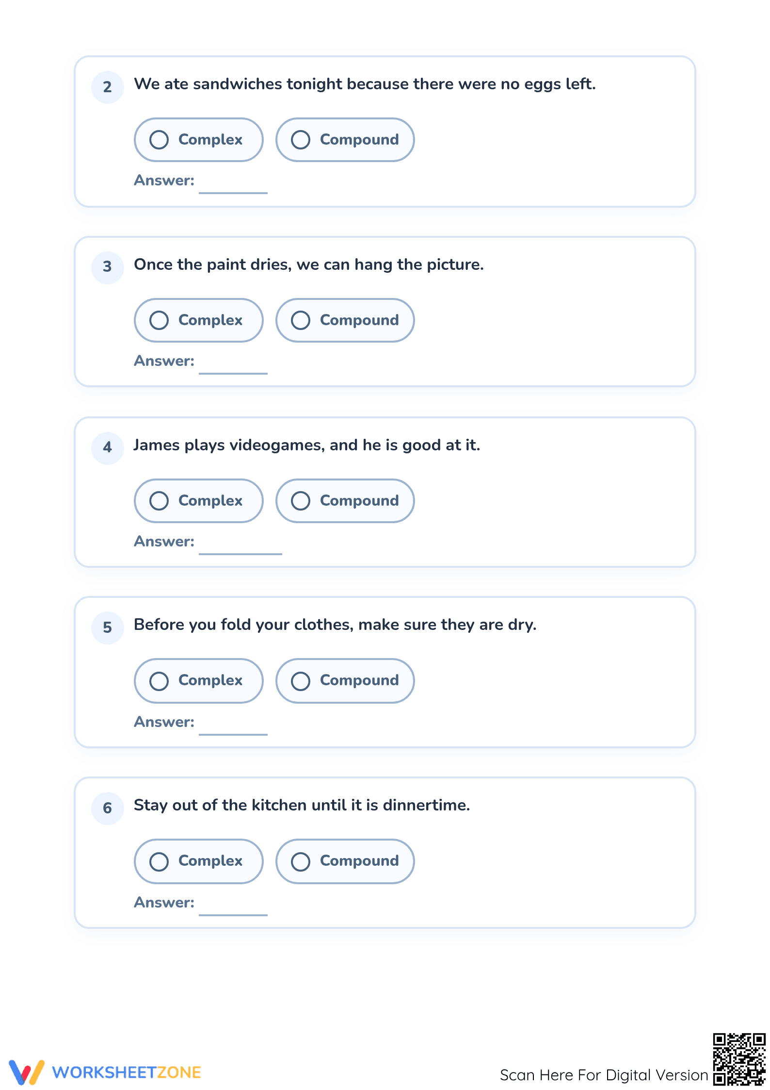 Printable Compound vs Complex Sentences Worksheet | Grade 2 - Page 2